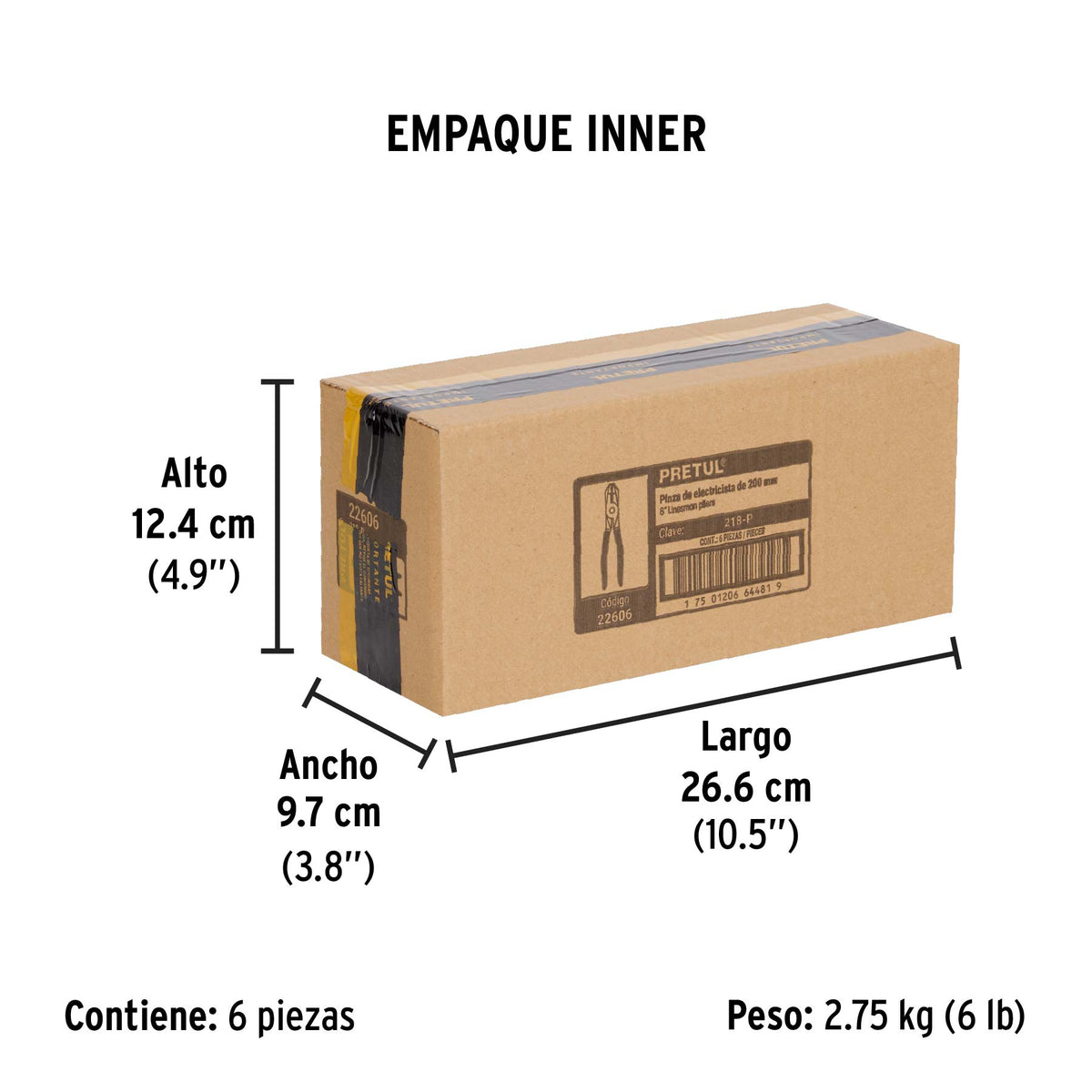 Pinza pesada de electricista 8", pretul