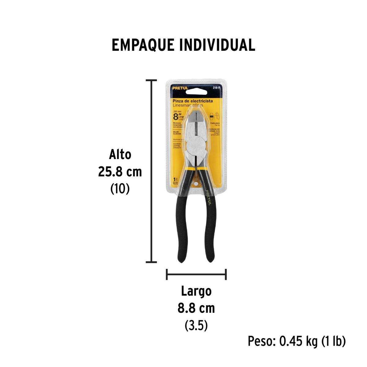 Pinza pesada de electricista 8", pretul