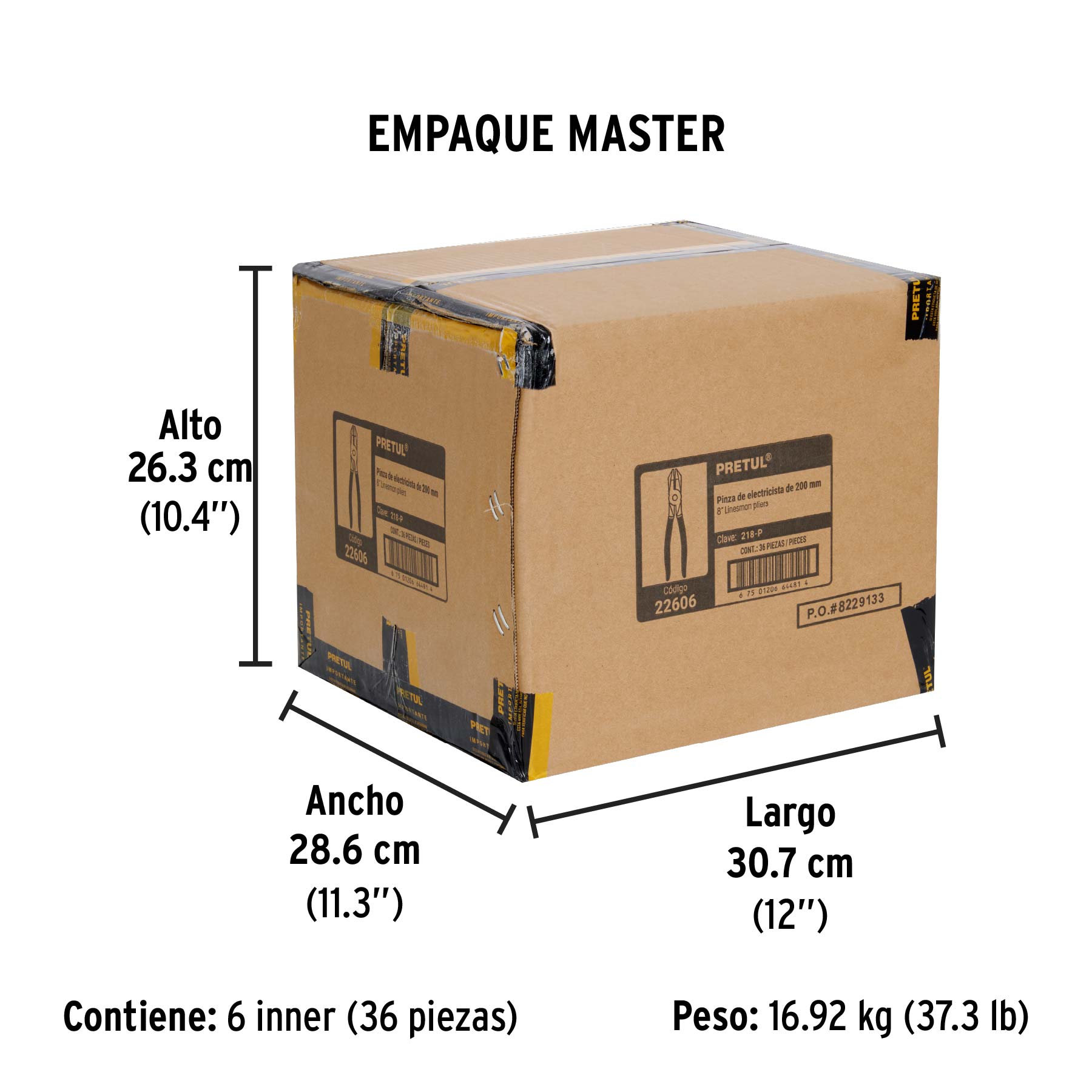 Pinza pesada de electricista 8", pretul