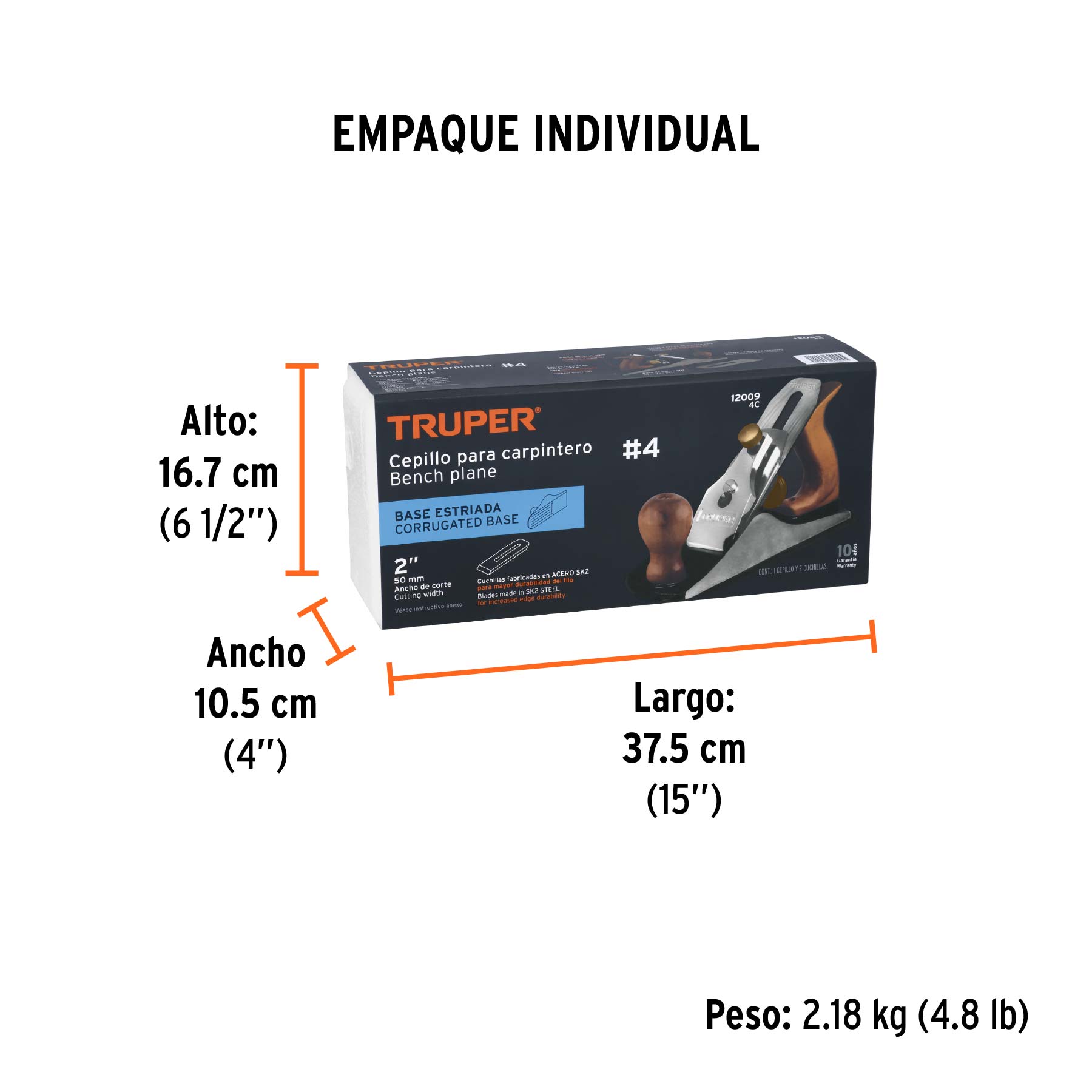 Cepillo para carpintero # 4, estriado