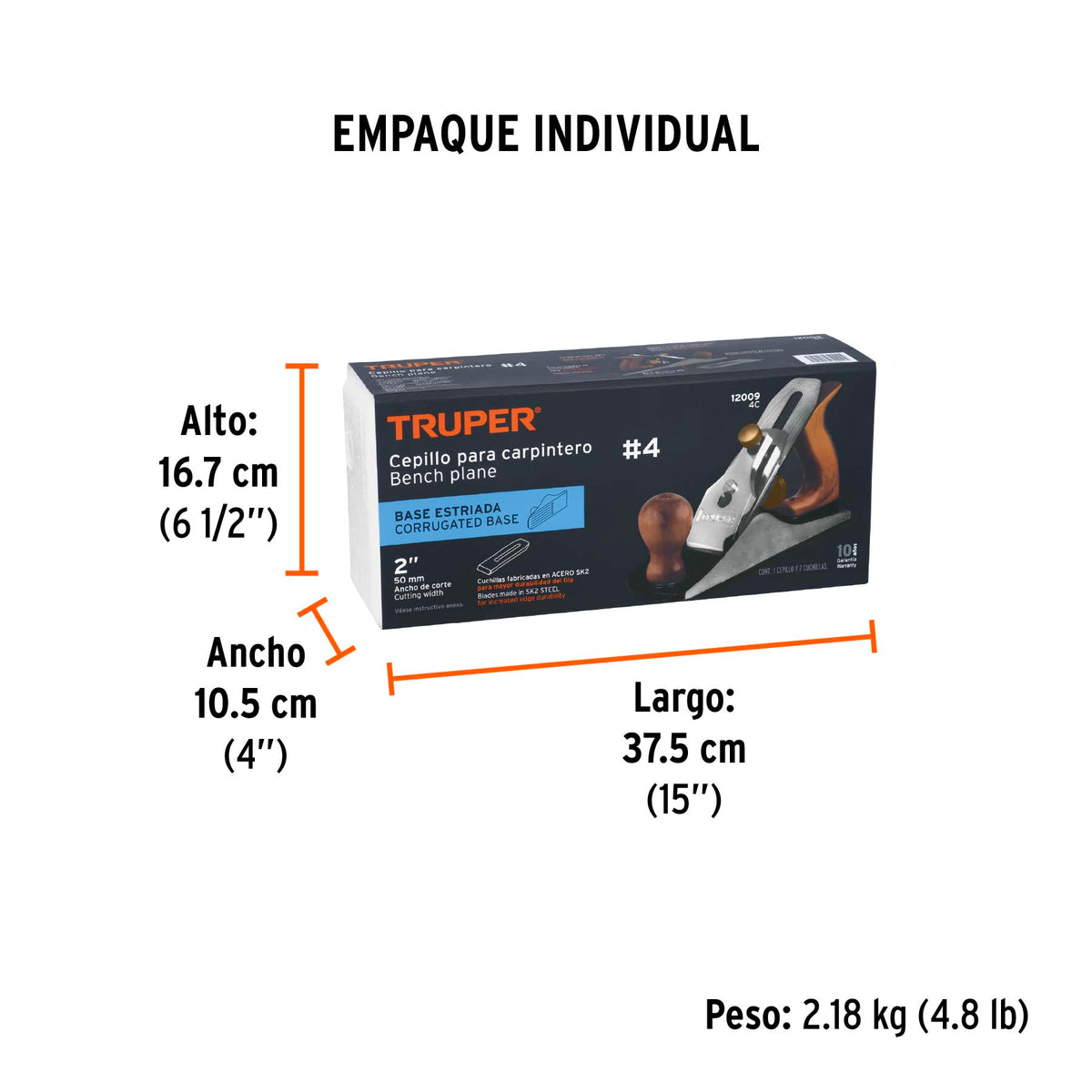Cepillo para carpintero # 4, estriado