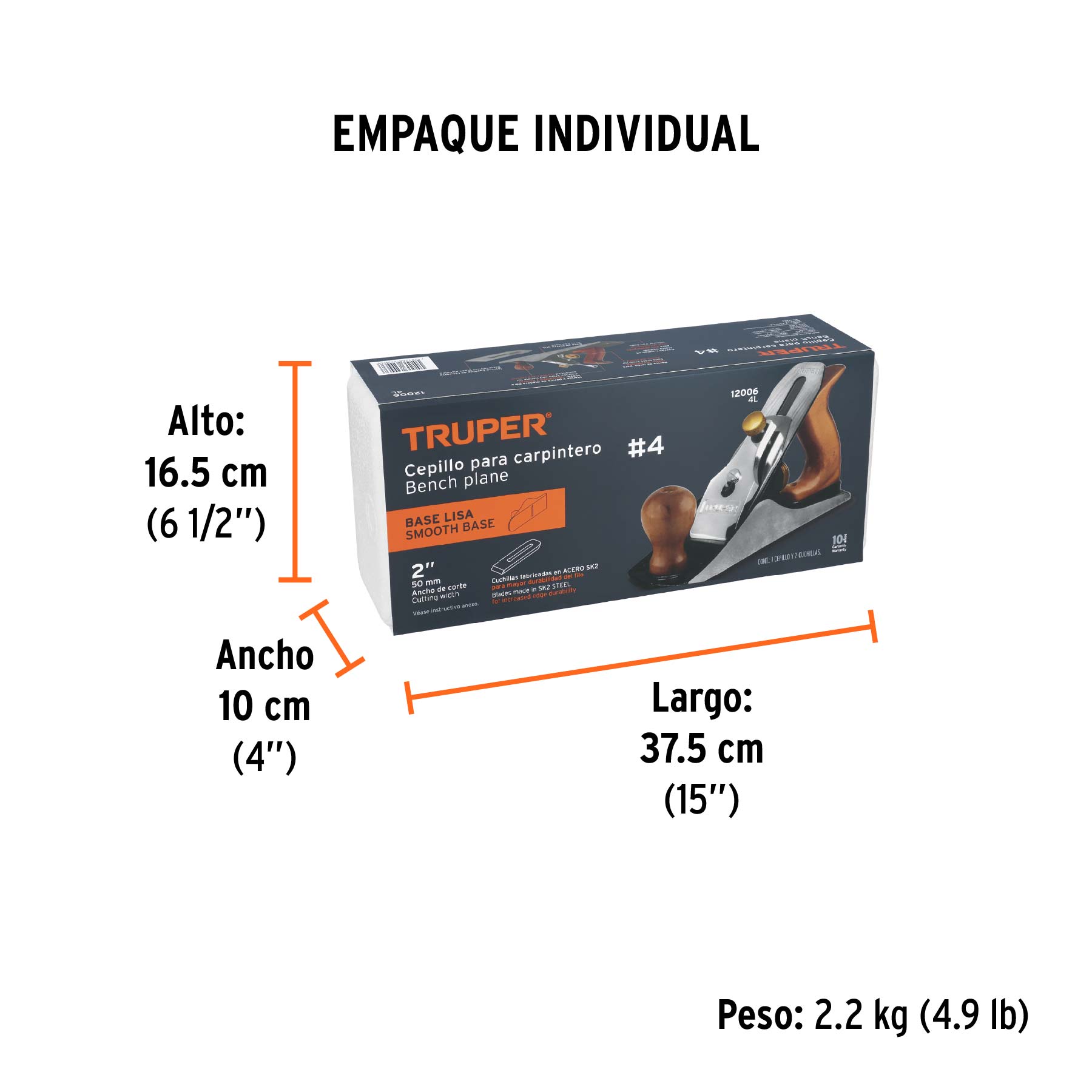 Cepillo para carpintero # 4, liso