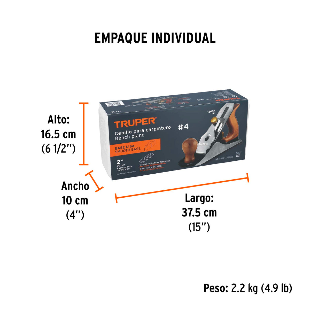 Cepillo para carpintero # 4, liso