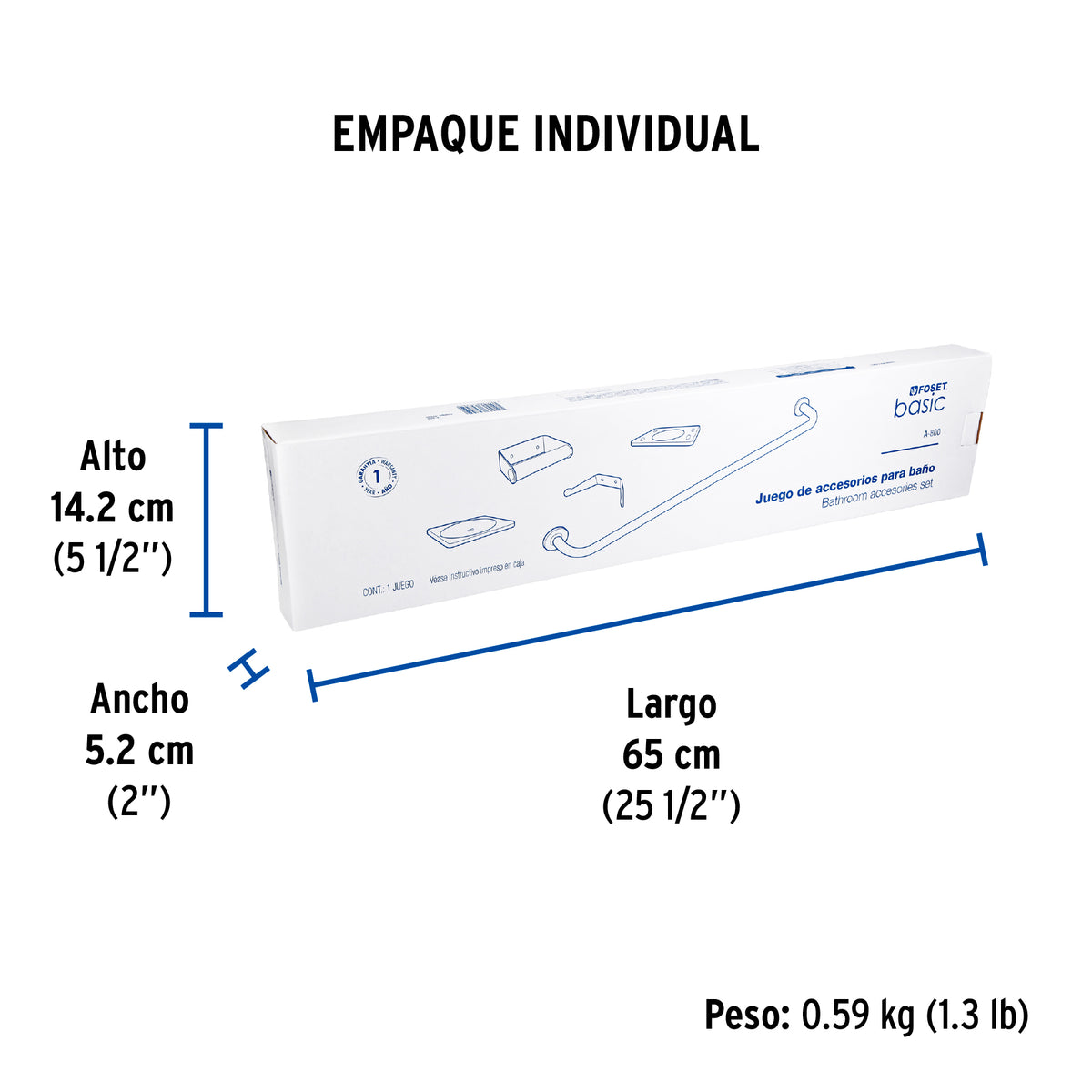 Juego accesorios baño, 5 piezas, basic