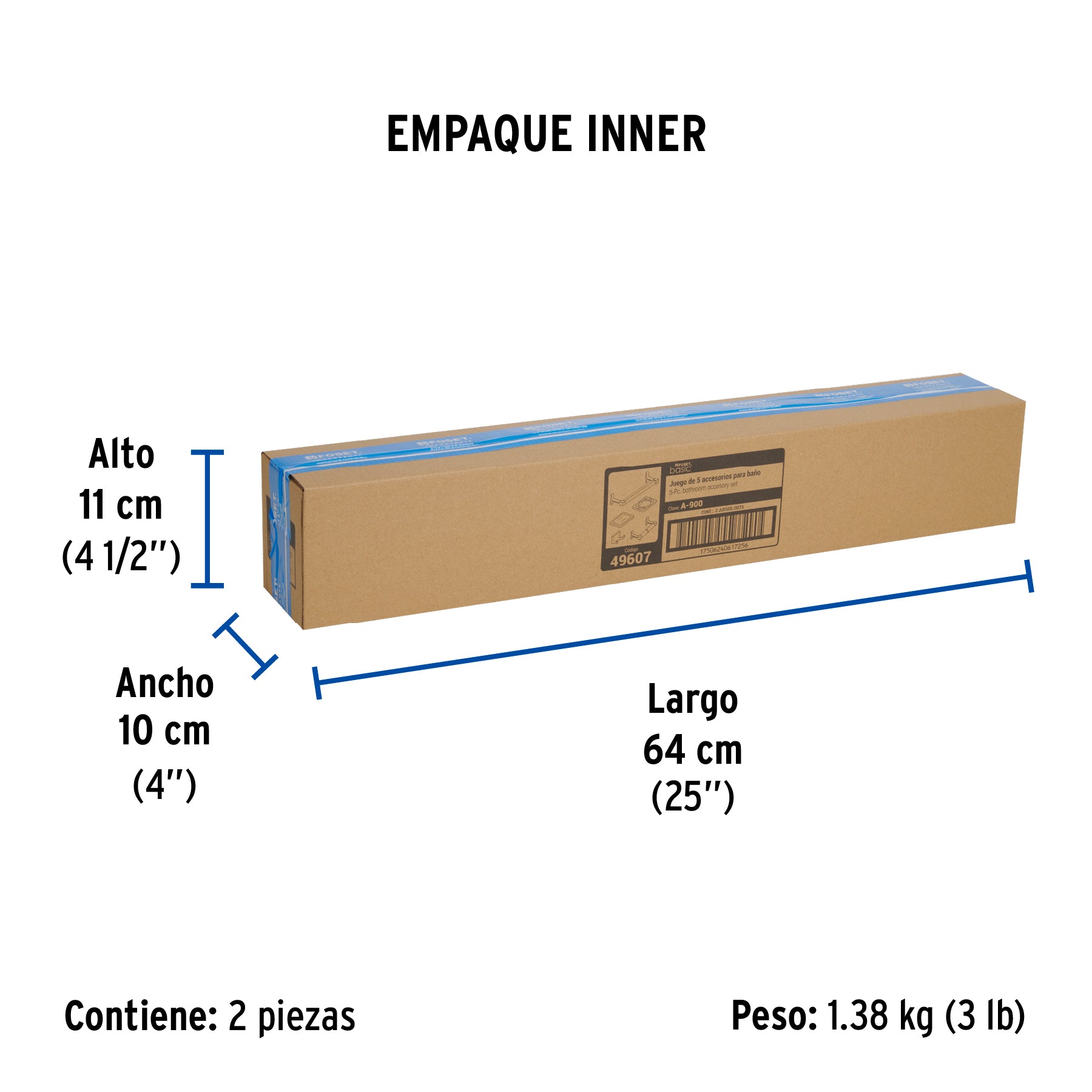 Juego accesorios para baño, 5 piezas, Foset Basic