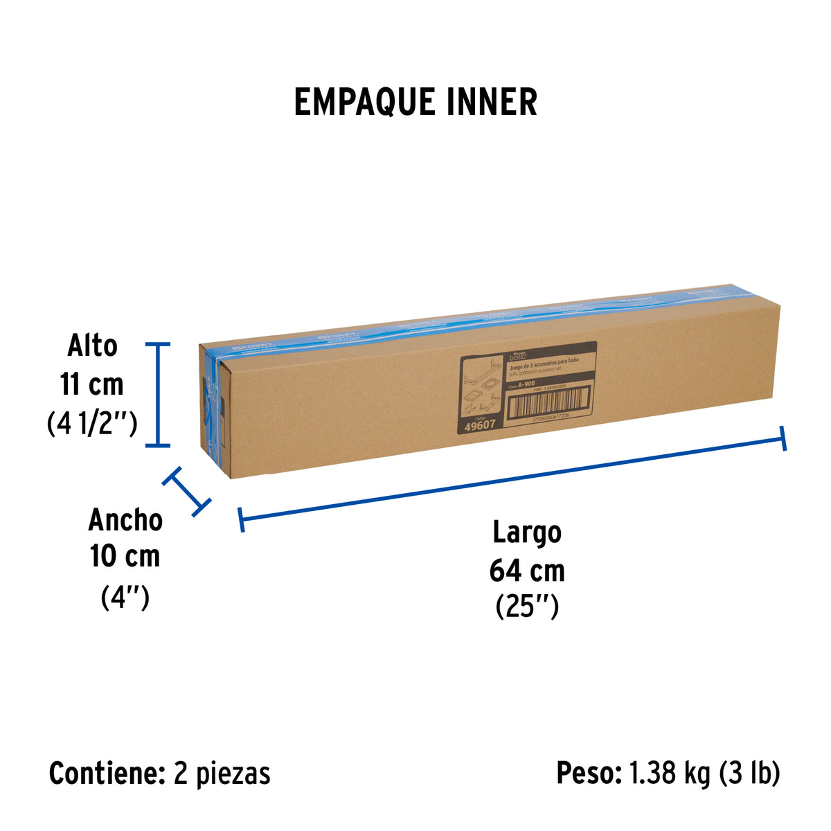 Juego accesorios para baño, 5 piezas, Foset Basic