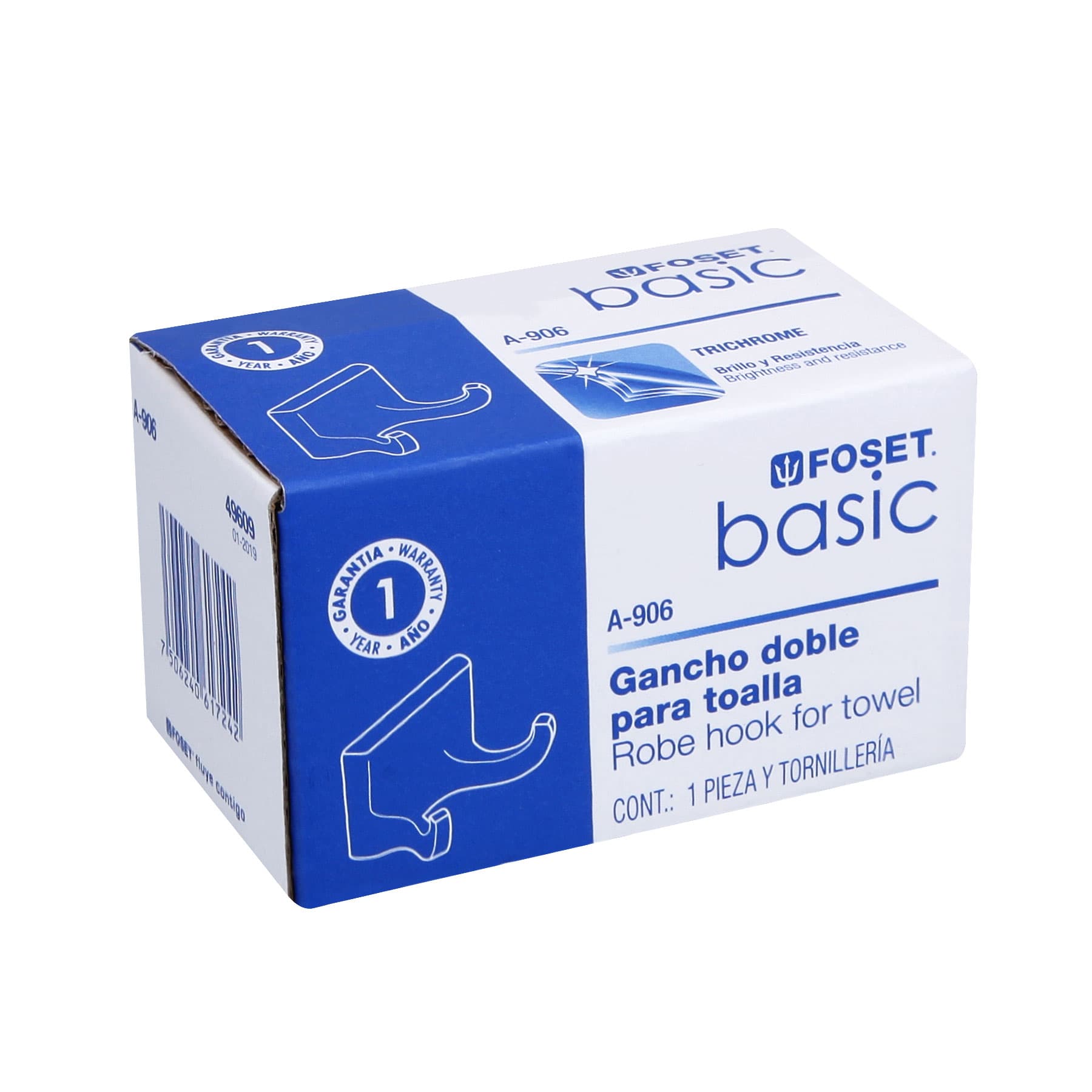 Gancho doble para toalla línea Basic