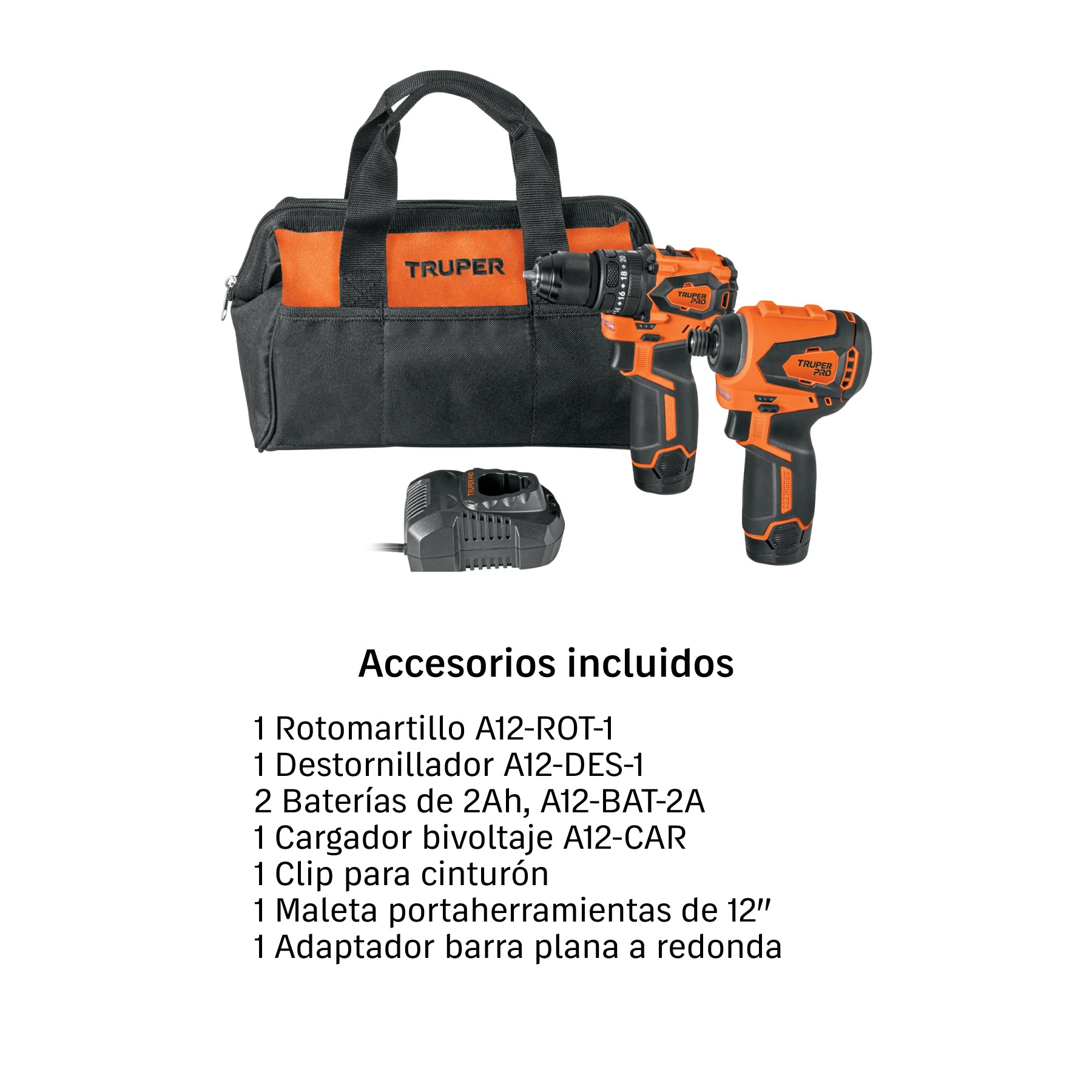 Combo rotomartillo/dest + dest/impacto, 12V TRUPER PRO