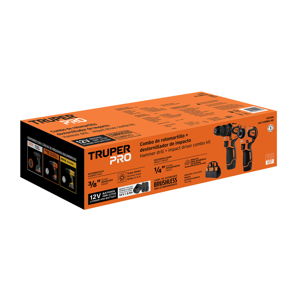 Combo rotomartillo/dest + dest/impacto, 12V TRUPER PRO