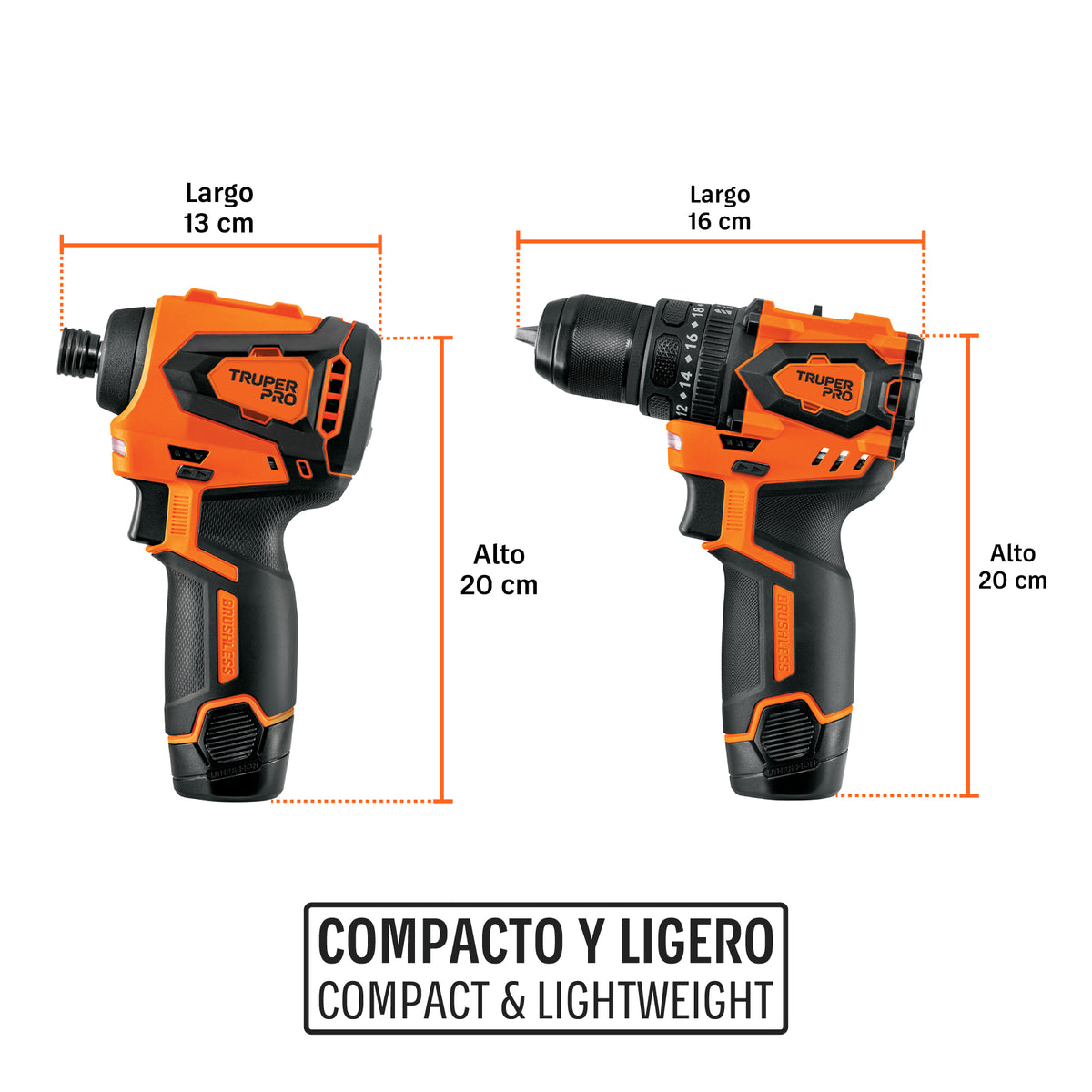 Combo rotomartillo/dest + dest/impacto, 12V TRUPER PRO