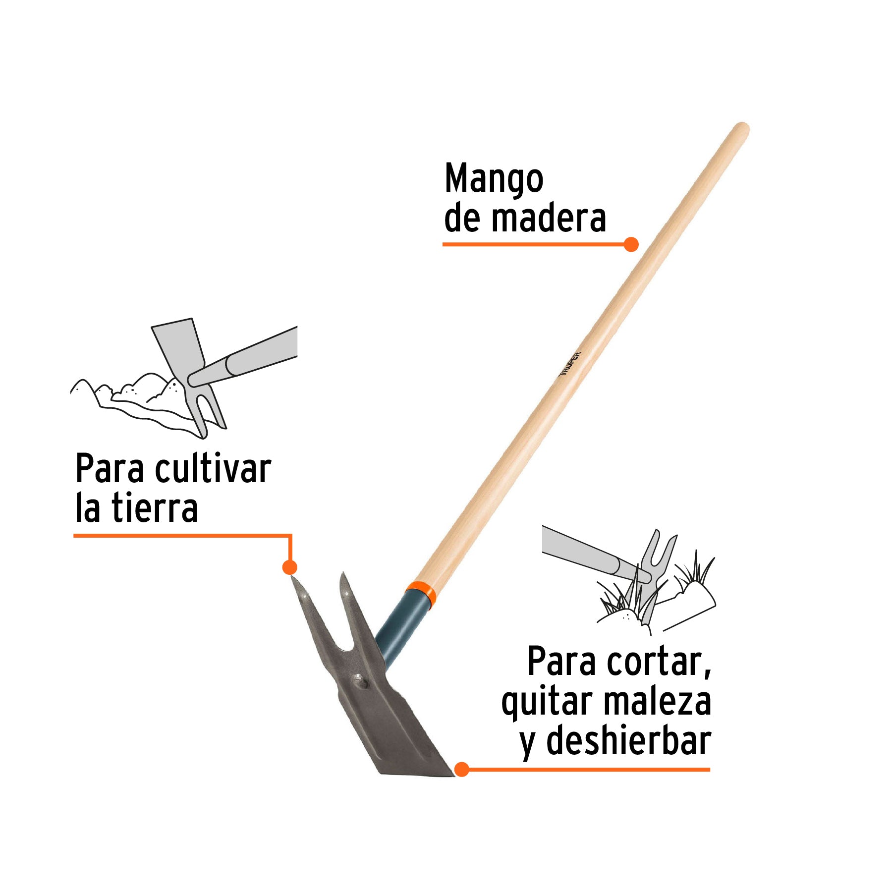 AZADON DE 2 CUERNOS, MANGO 54"