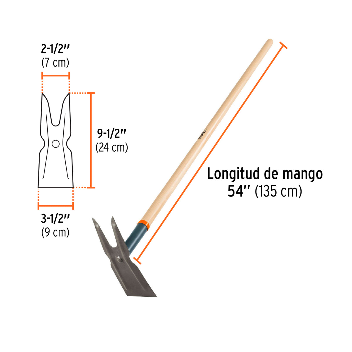 AZADON DE 2 CUERNOS, MANGO 54"