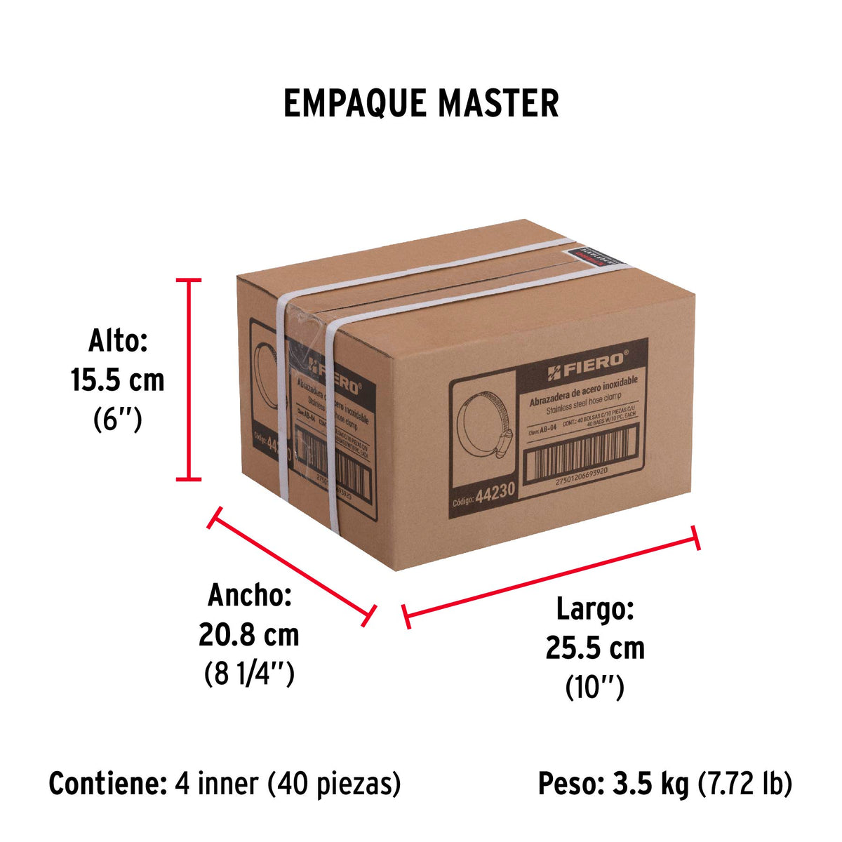 Mini-abrazadera reforzada, # 4, 3/8 - 5/8", bolsa 10 pzas