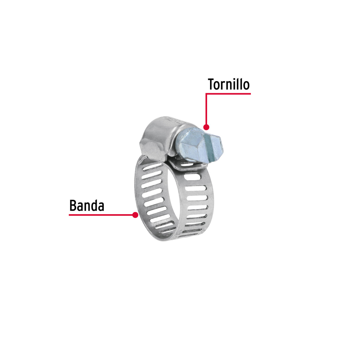Mini-abrazadera reforzada, # 4, 3/8 - 5/8", bolsa 10 pzas