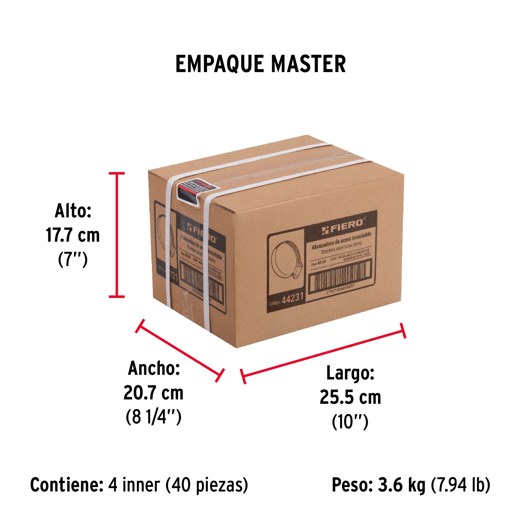 Mini-abrazadera reforzada, # 6, 1/2 - 3/4", bolsa 10 pzas