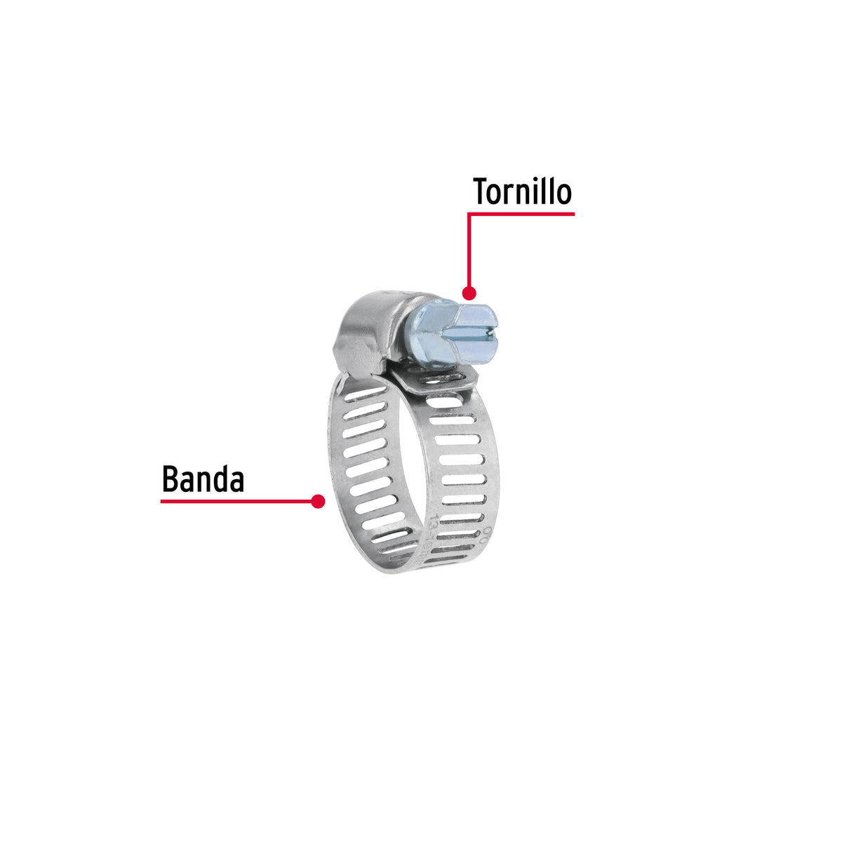 Mini-abrazadera reforzada, # 6, 1/2 - 3/4", bolsa 10 pzas