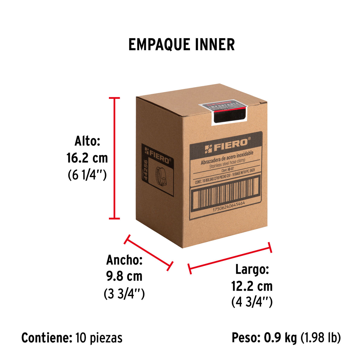 Mini-abrazadera reforzada #7, 1/2 - 7/8", bolsa con 10 pzas