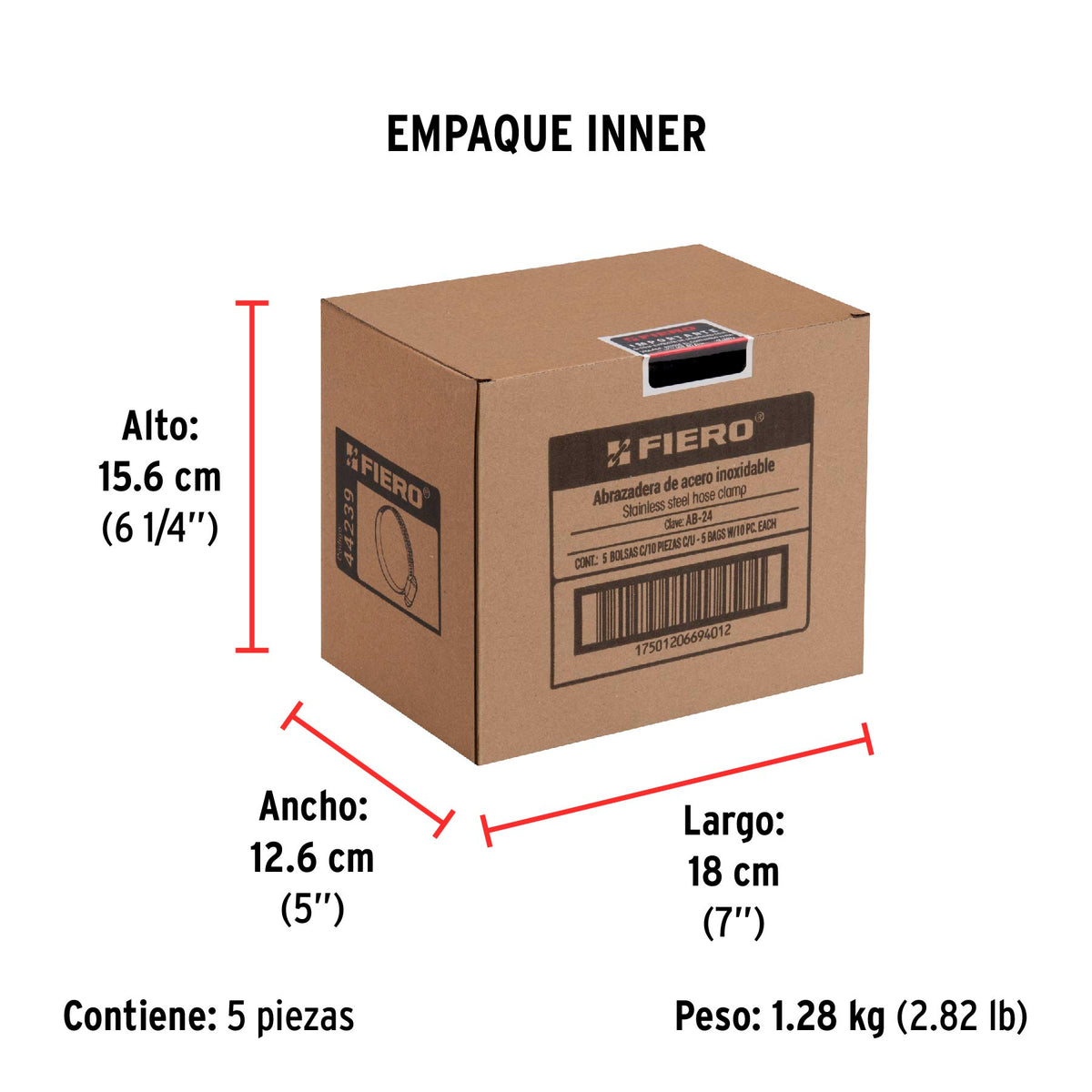 Abrazadera reforzada, # 24, 1-1/4 - 2", bolsa 10 pzas