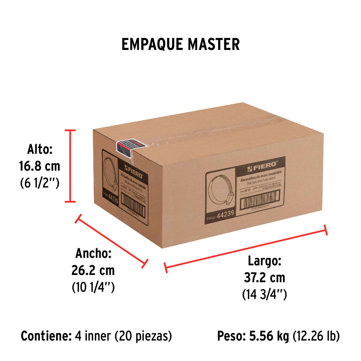 Abrazadera reforzada, # 24, 1-1/4 - 2", bolsa 10 pzas
