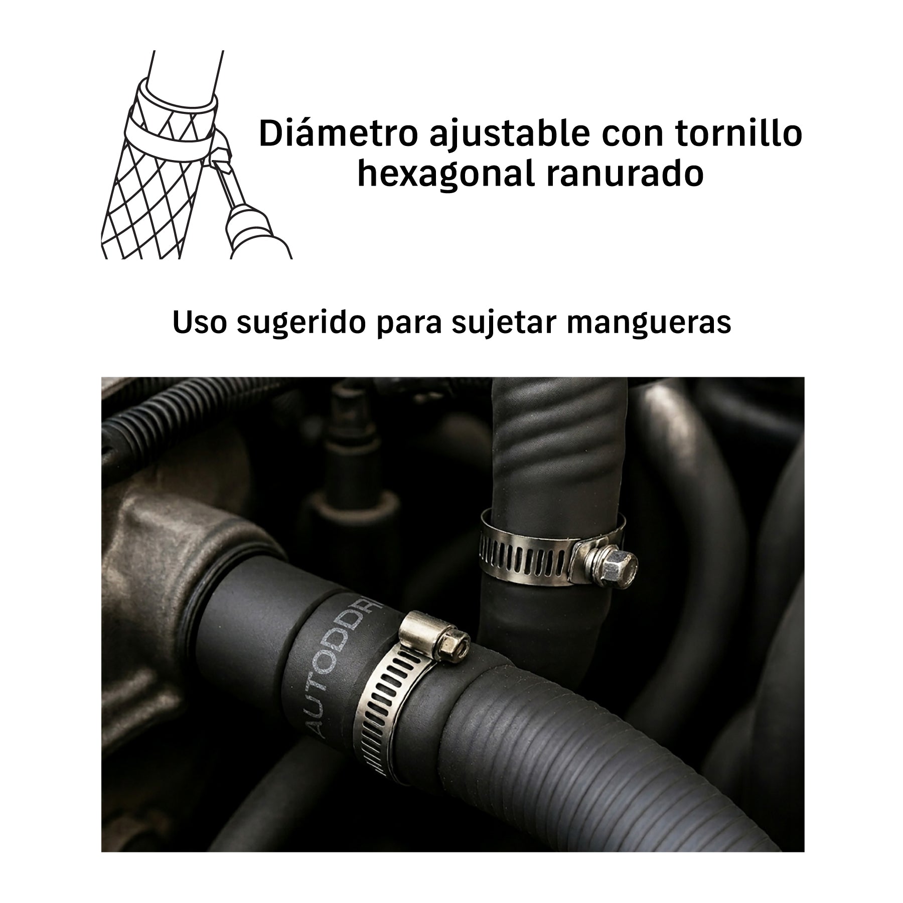 Abrazadera reforzada, # 40, 2-1/4 - 3", bolsa 5 piezas