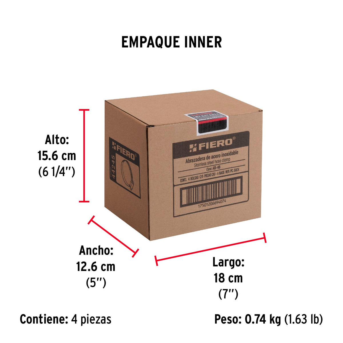 Abrazadera reforzada, # 48, 2-9/16 - 3-1/2", bolsa 5 pzas
