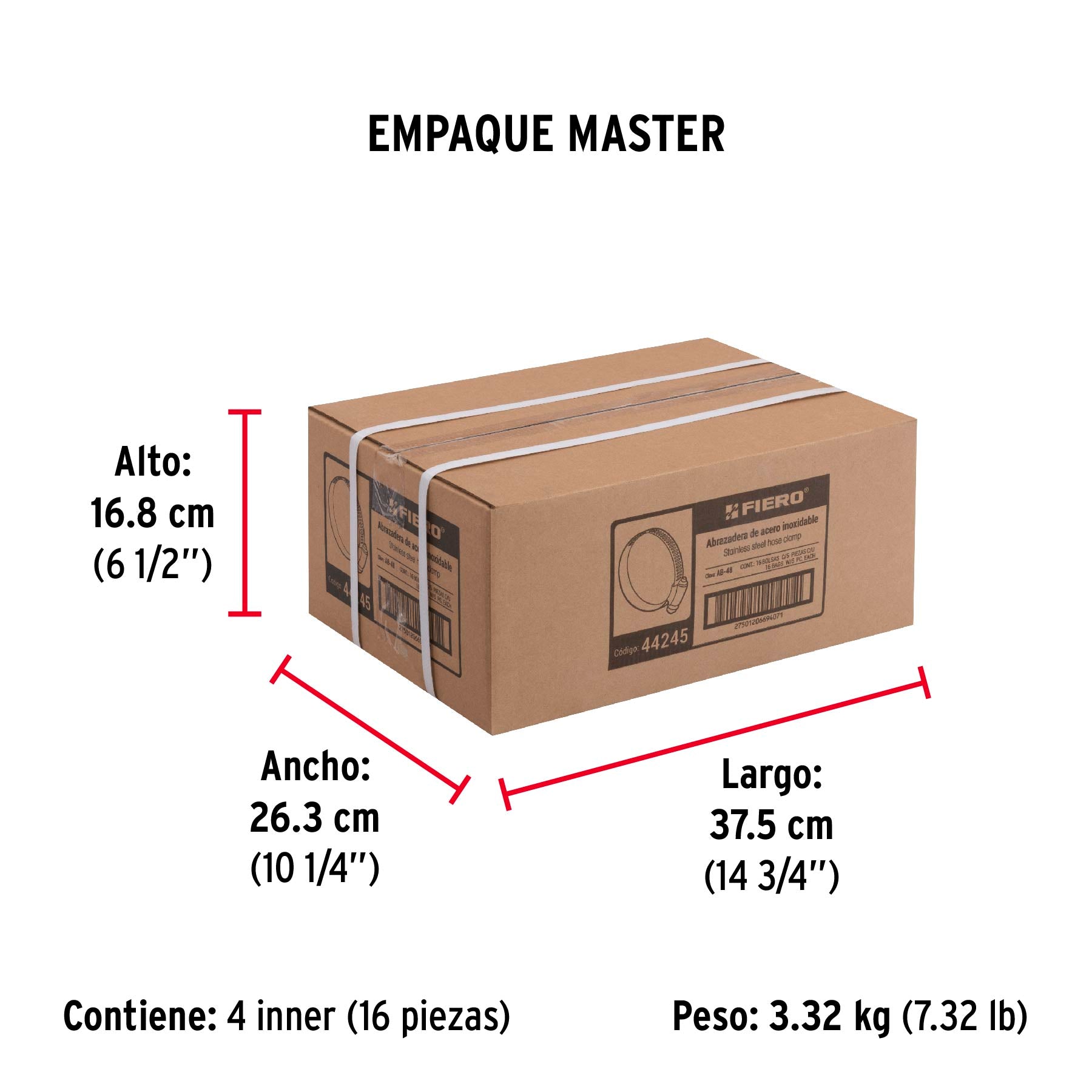 Abrazadera reforzada, # 48, 2-9/16 - 3-1/2", bolsa 5 pzas