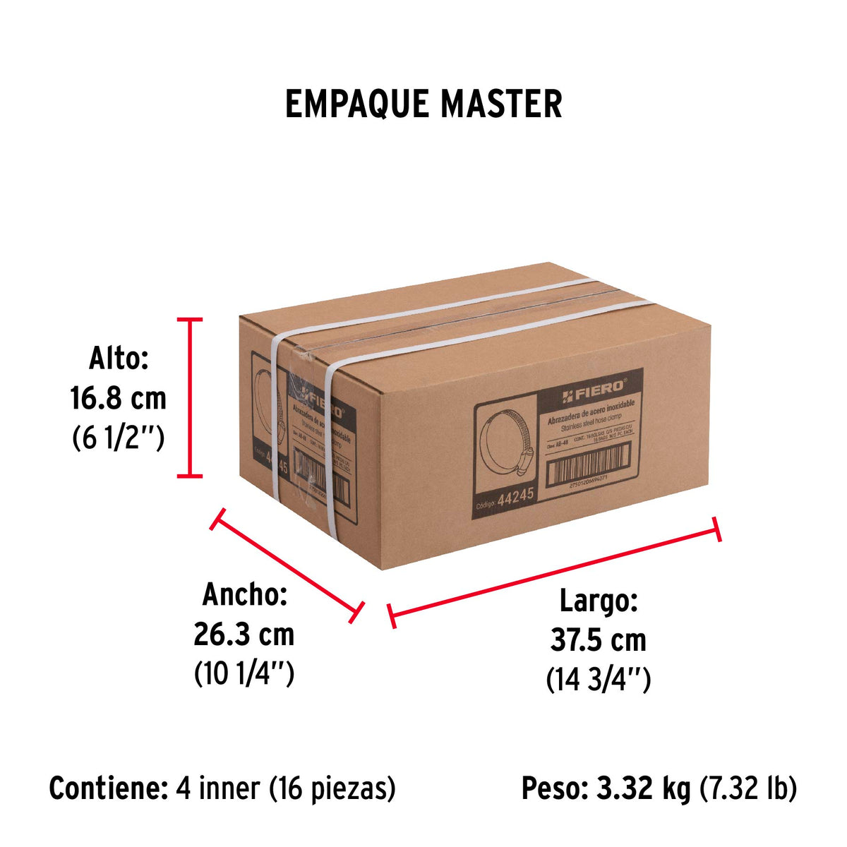 Abrazadera reforzada, # 48, 2-9/16 - 3-1/2", bolsa 5 pzas