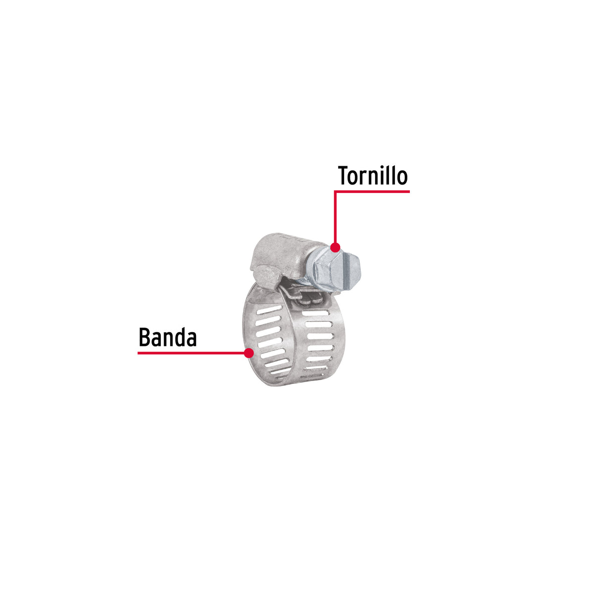 Abrazadera reforzada, # 6, 1/2 - 3/4", bolsa 10 pzas