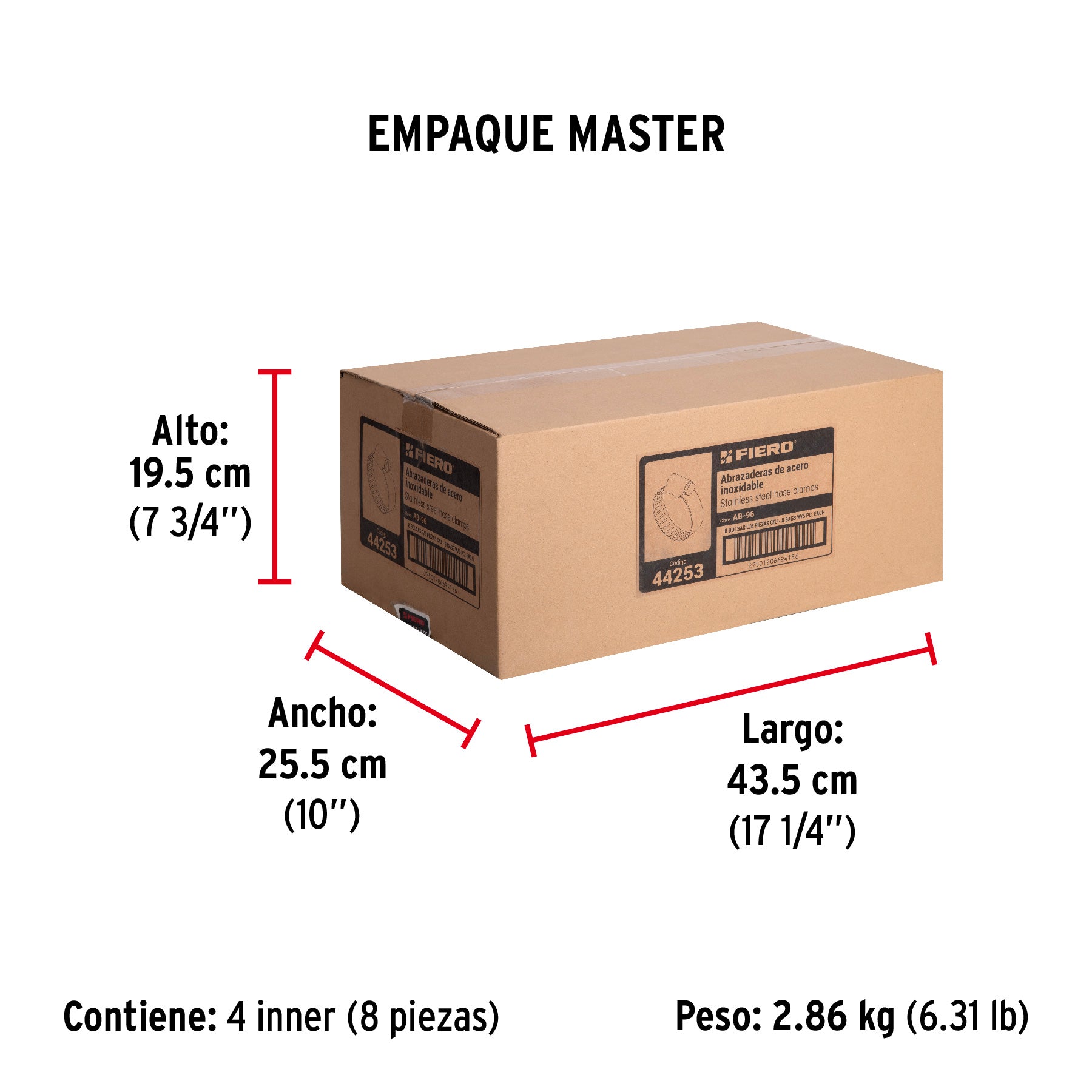 Abrazadera reforzada, # 96, 5-9/16 - 6-1/2", bolsa 5 pzas