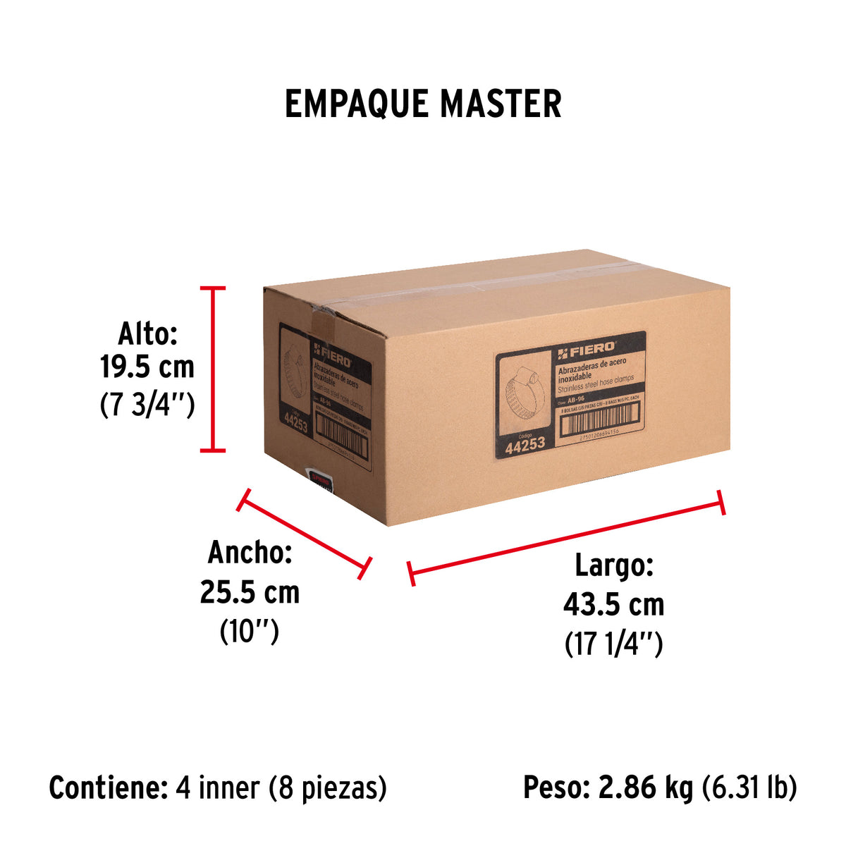 Abrazadera reforzada, # 96, 5-9/16 - 6-1/2", bolsa 5 pzas