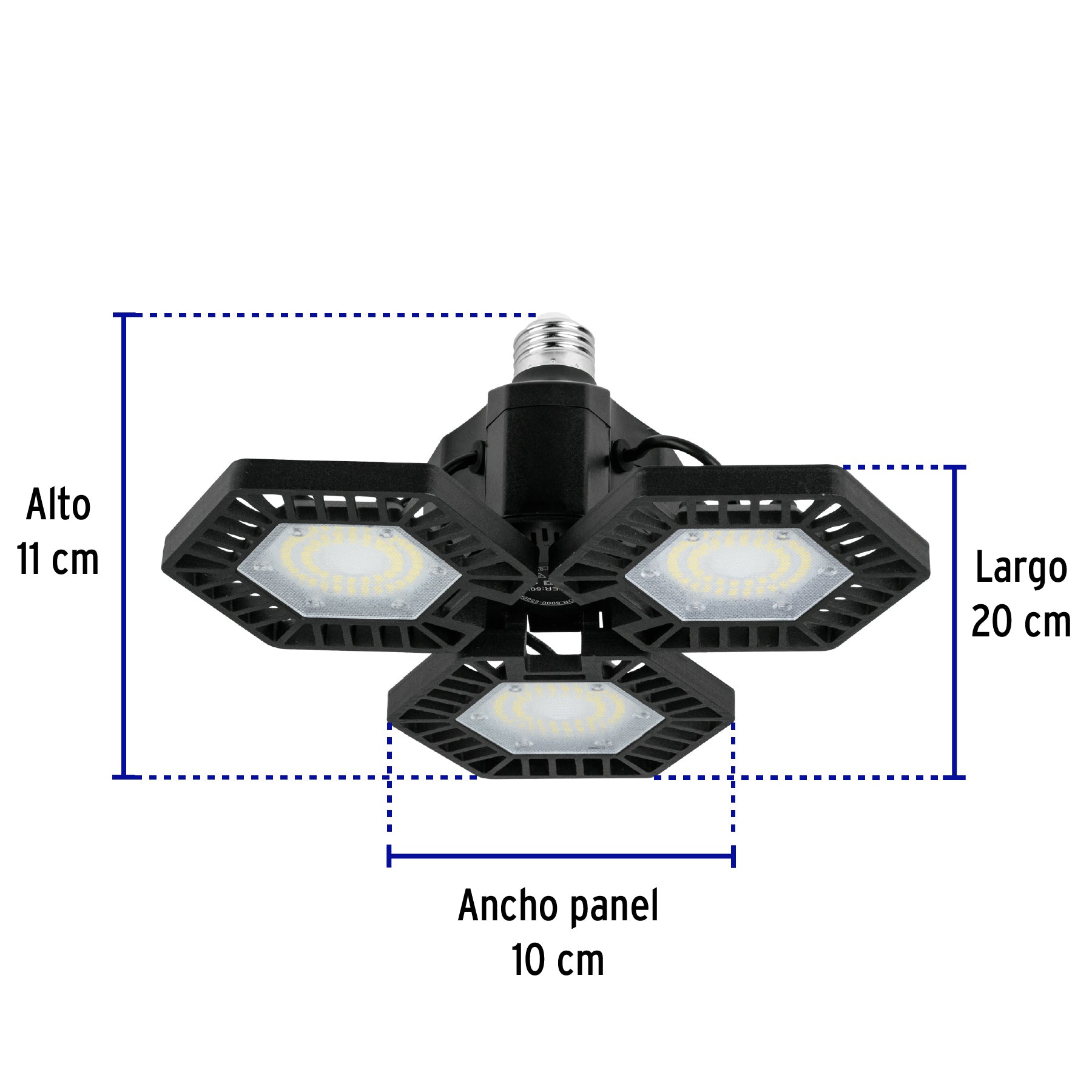 Luminario de LED 65 W, aluminio con 3 paneles abatibles