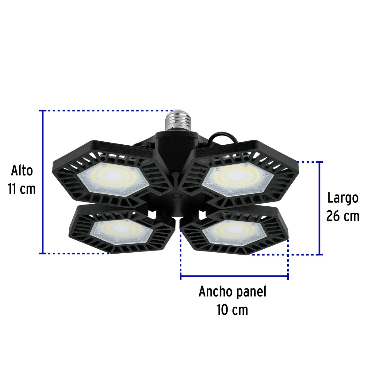 Luminario de LED 100 W, aluminio con 4 paneles abatibles