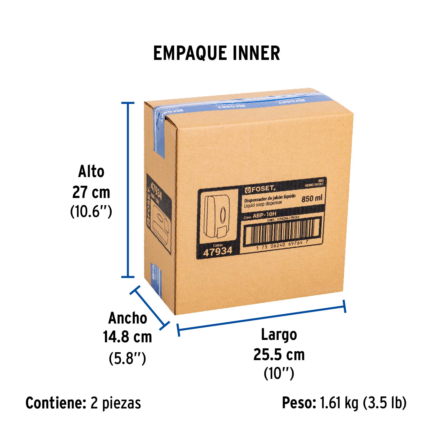 Dosificador de ABS para jabón líquido, humo, Foset