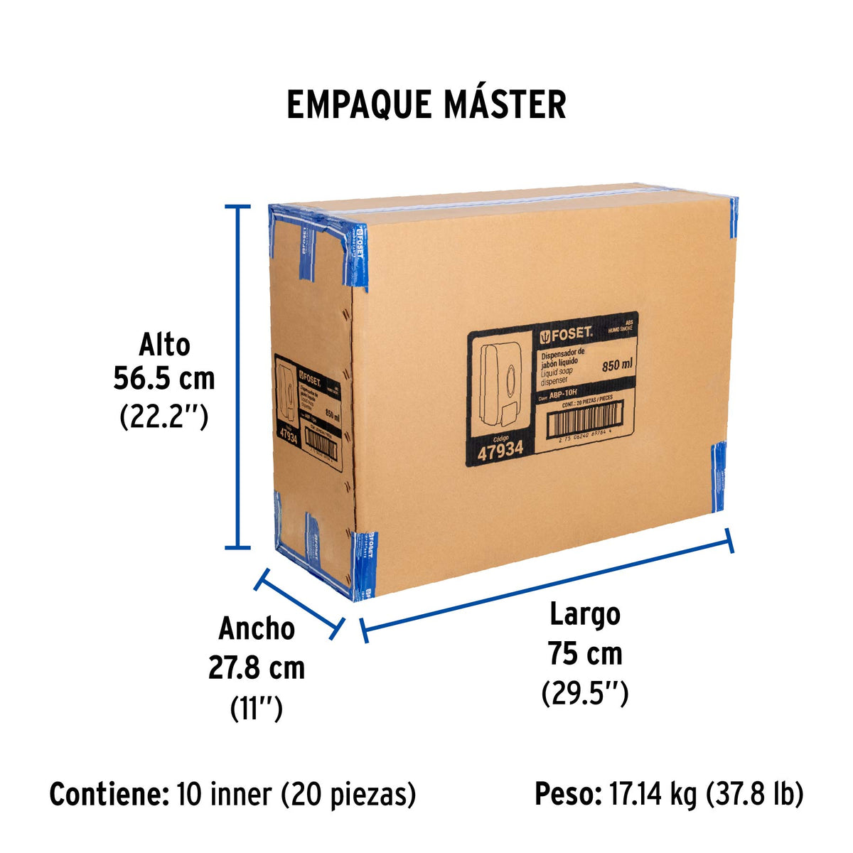 Dosificador de ABS para jabón líquido, humo, Foset