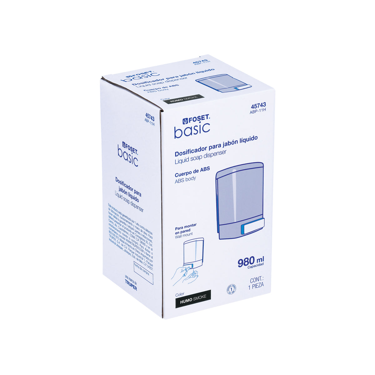 Dosificador para jabón líquido, humo, Foset Basic