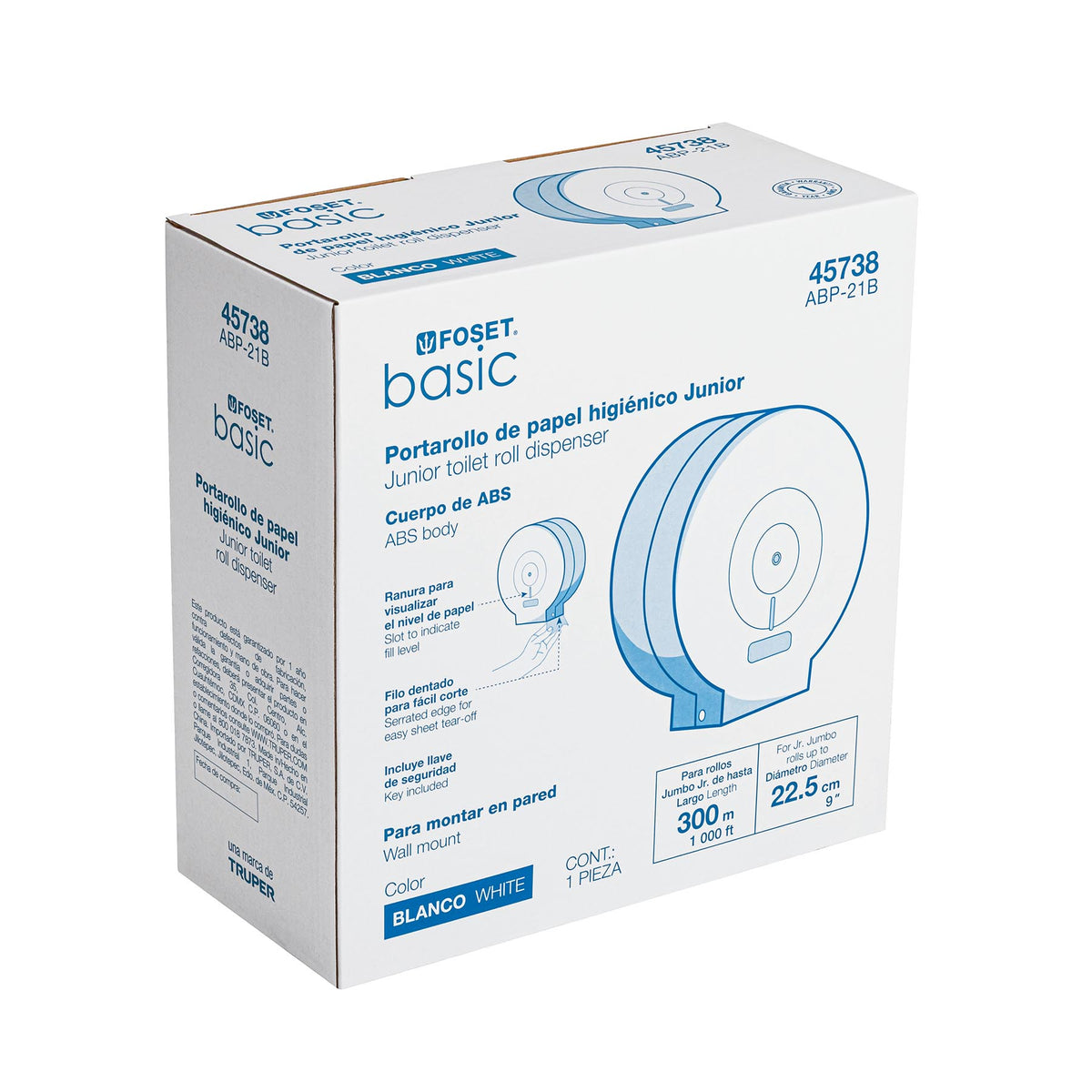 Portarollo junior de ABS, blanco, Foset Basic