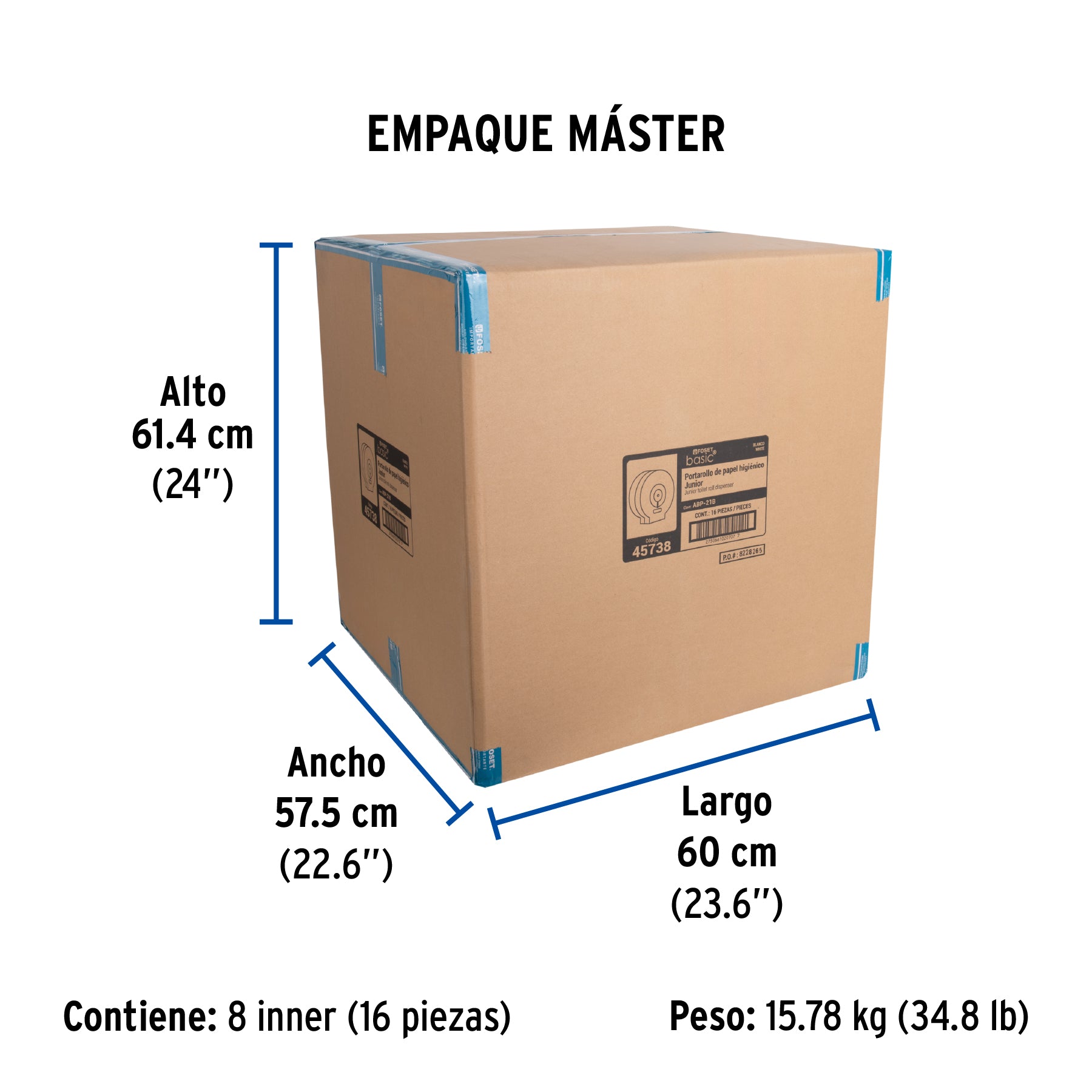 Portarollo junior de ABS, blanco, Foset Basic