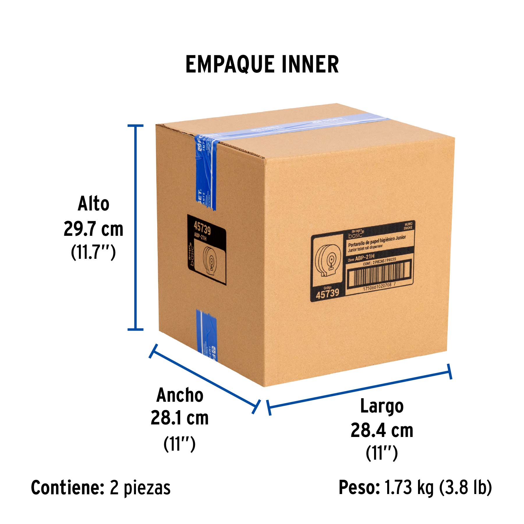 Portarollo junior de ABS, humo, Foset Basic