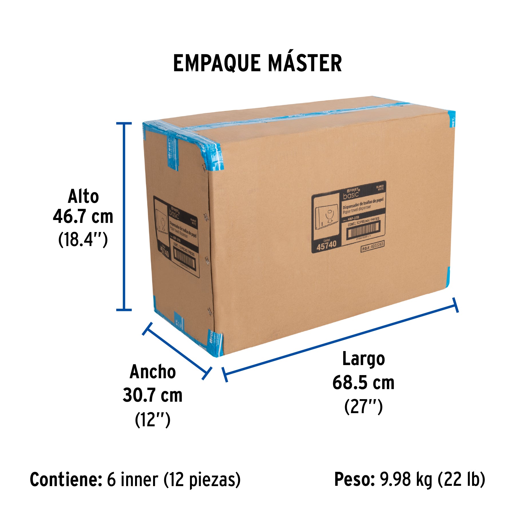 Dispensador junior p/toallas de papel, blanco, Foset Basic