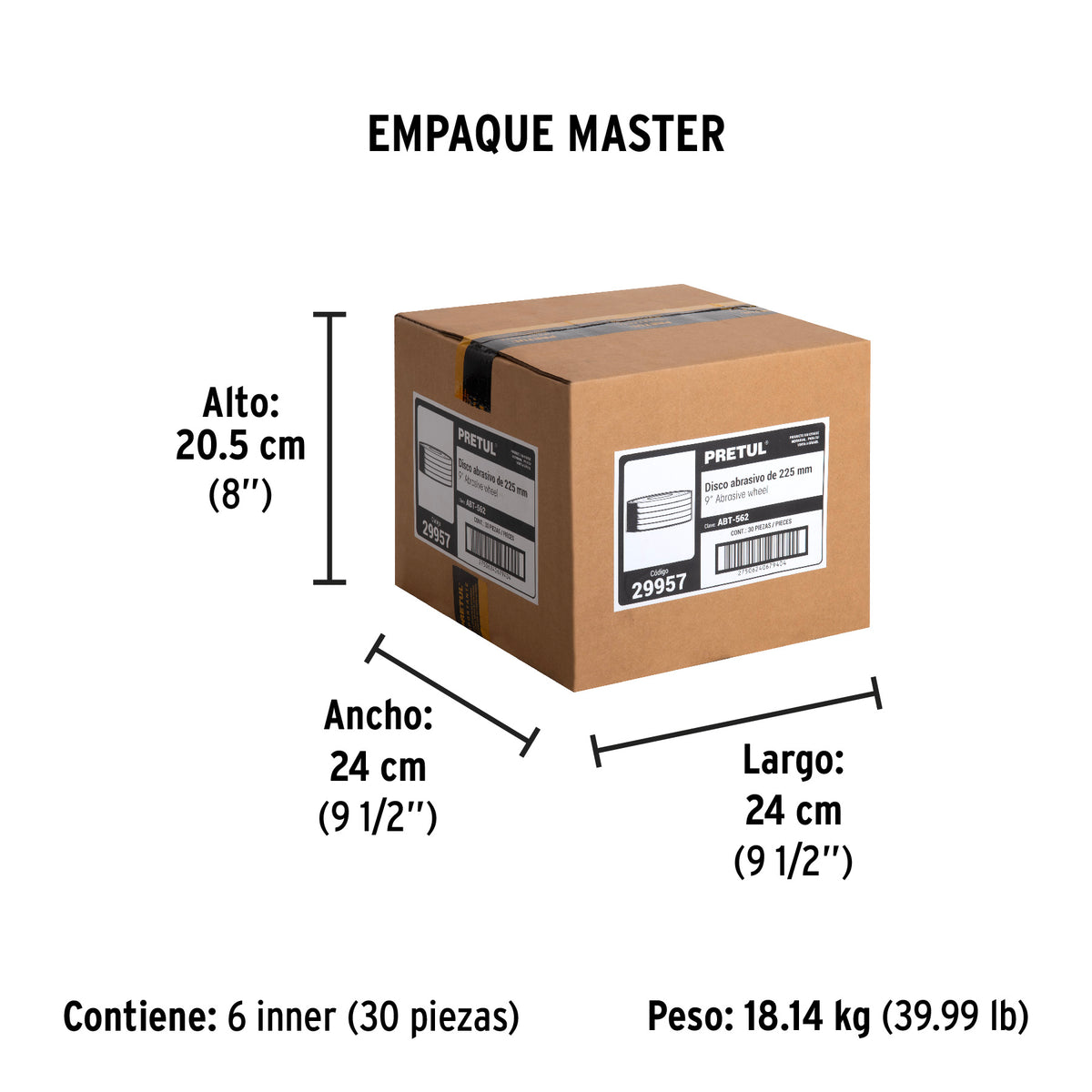 Disco para desbaste de metal, tipo 27, diámetro 9', Pretul