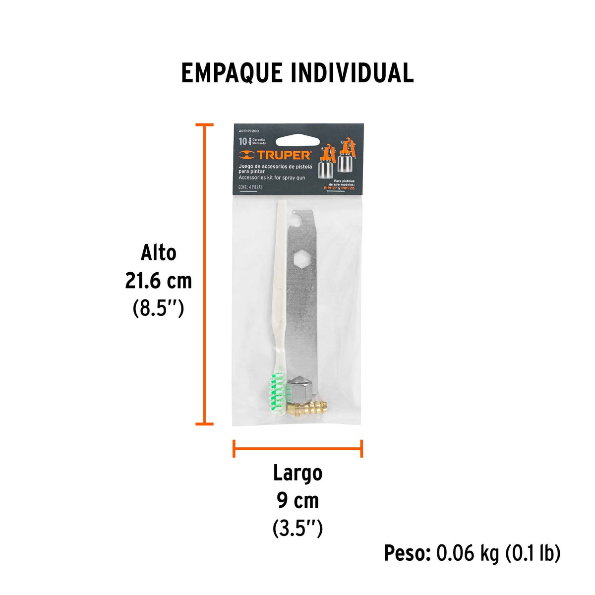 Accesorios (llave, cepillo, tuerca y espiga) p/PIPI-26 y 27