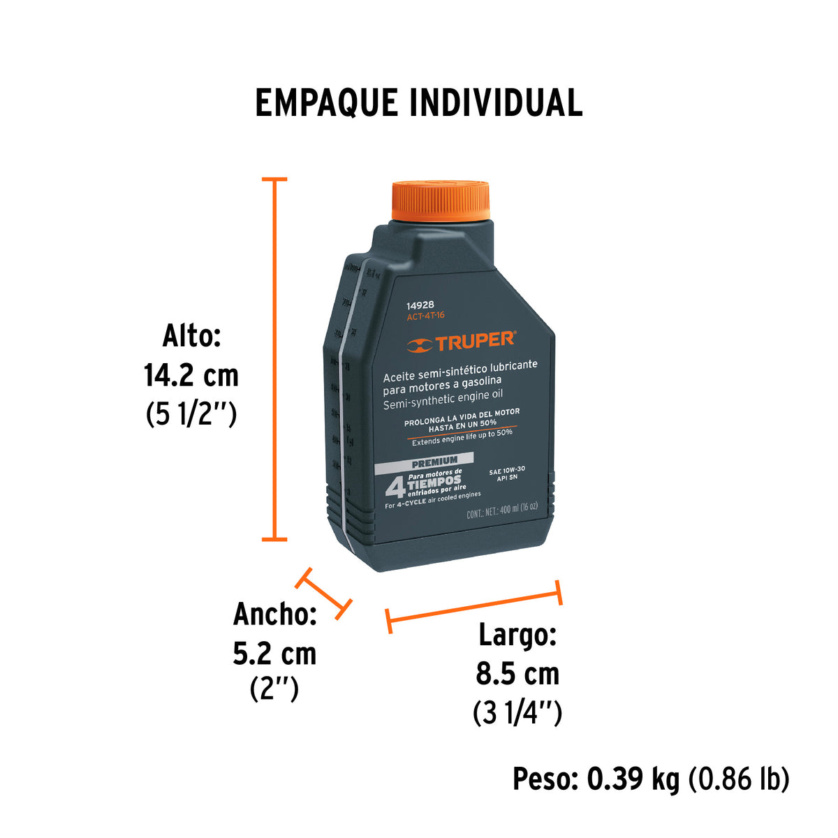 Aceite para motor de cuatro tiempos, 16 oz