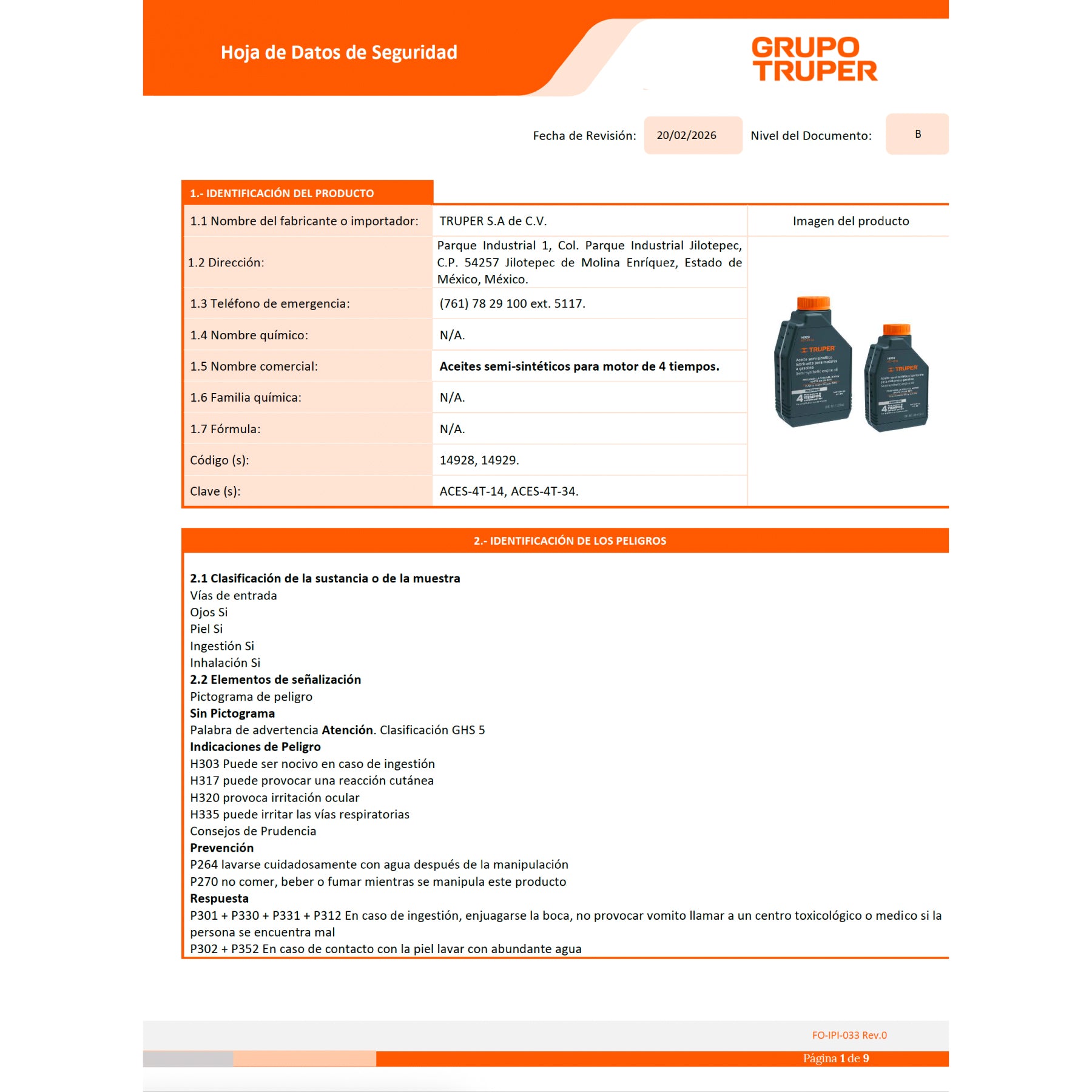 Aceite para motor de cuatro tiempos, 32 oz