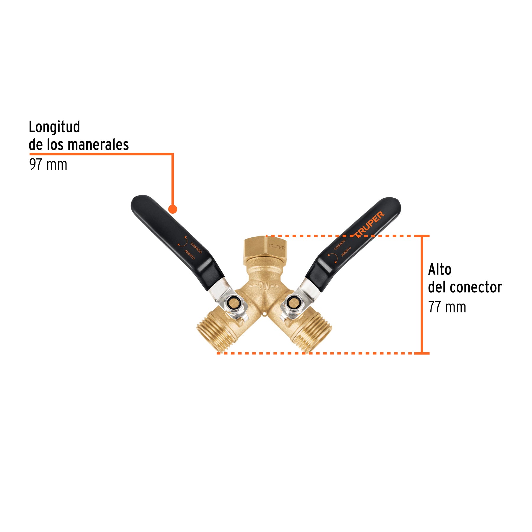 Conector 'Y' 3/4' cuerpo robusto con tuerca móvil p/manguera