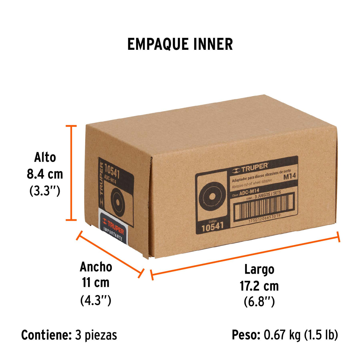 Adaptador para discos tipo 41 rosca milimétrica M14-2.0 mm