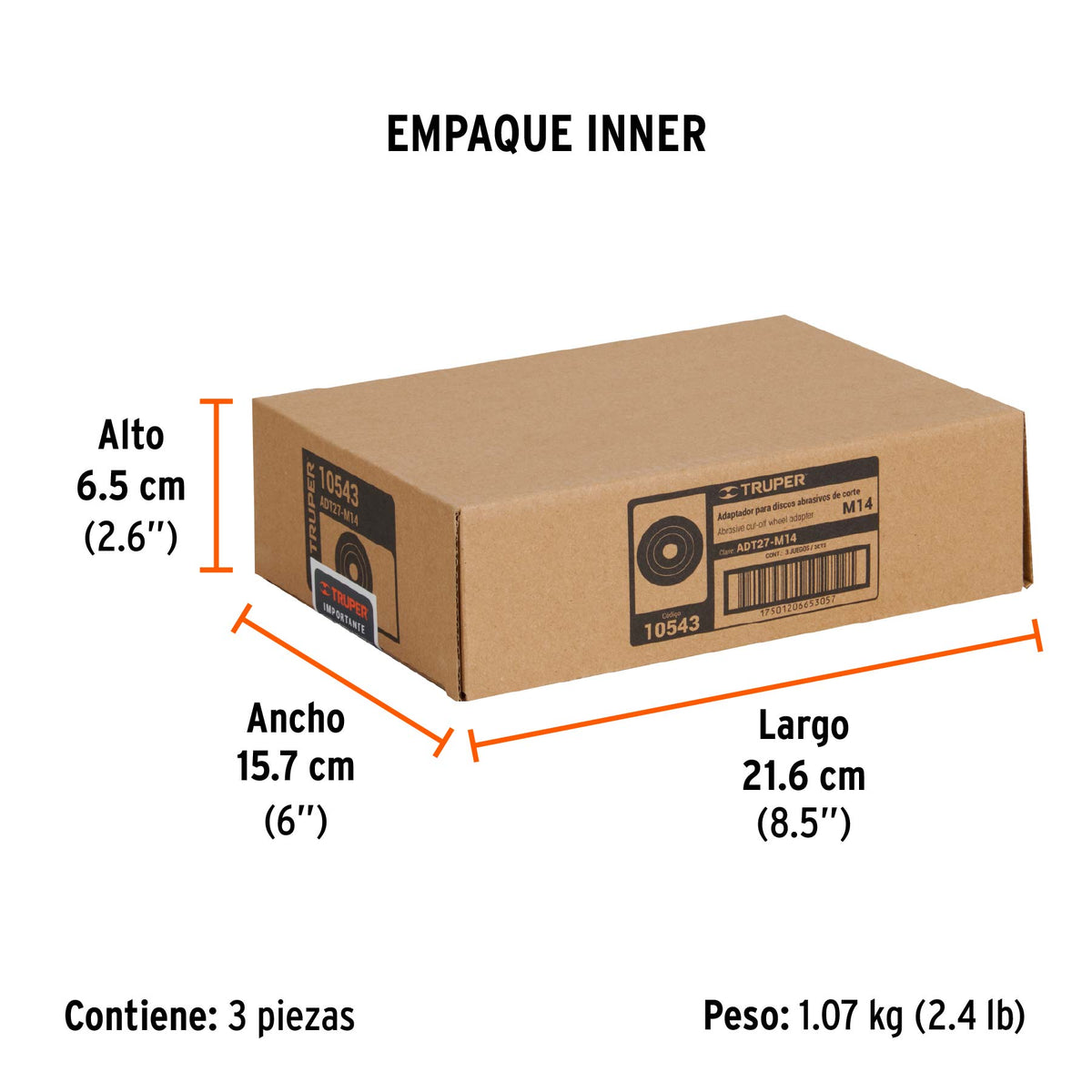 Adaptador para discos tipo 42, rosca milimétrica M14-2.0 mm