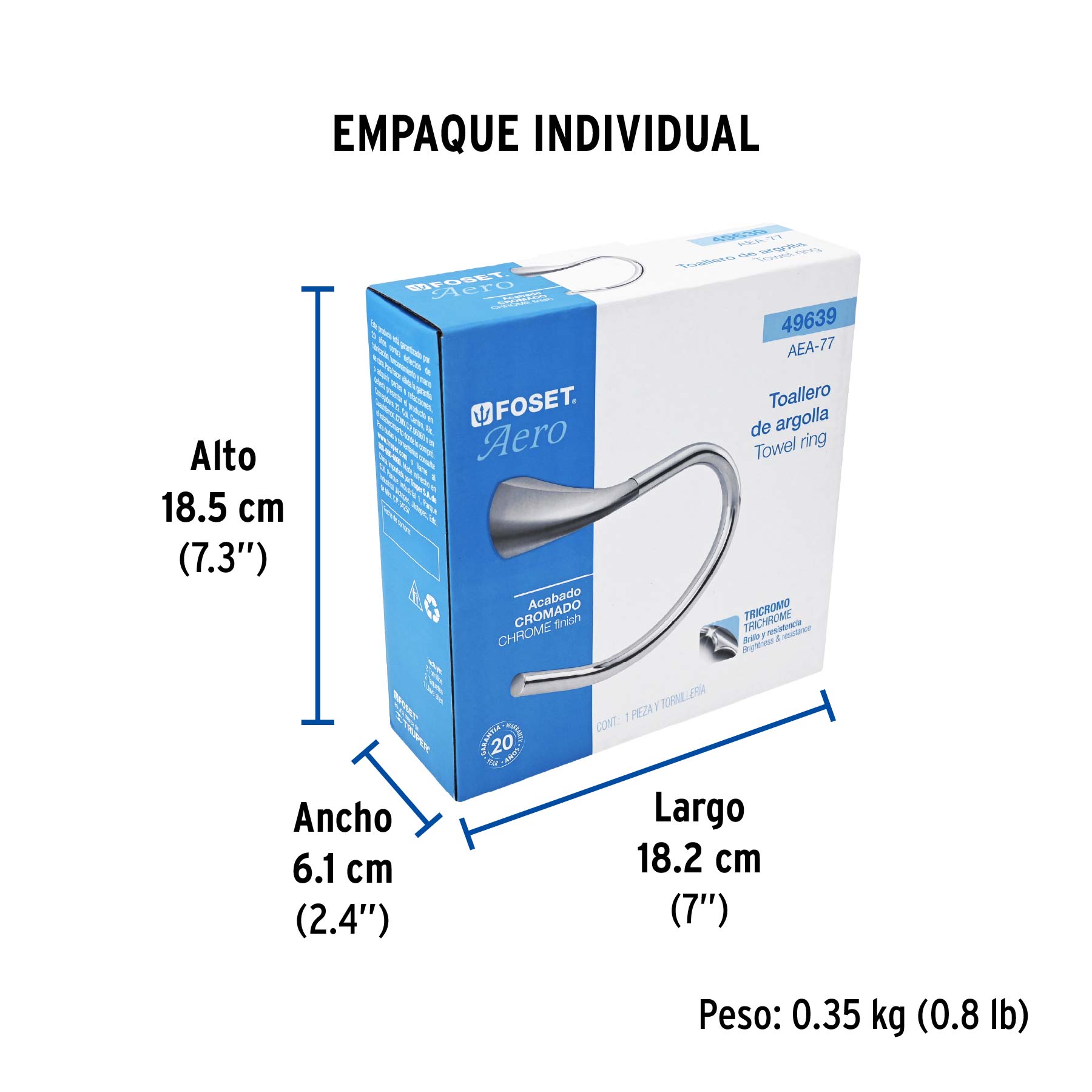 Toallero de argolla, línea Aero
