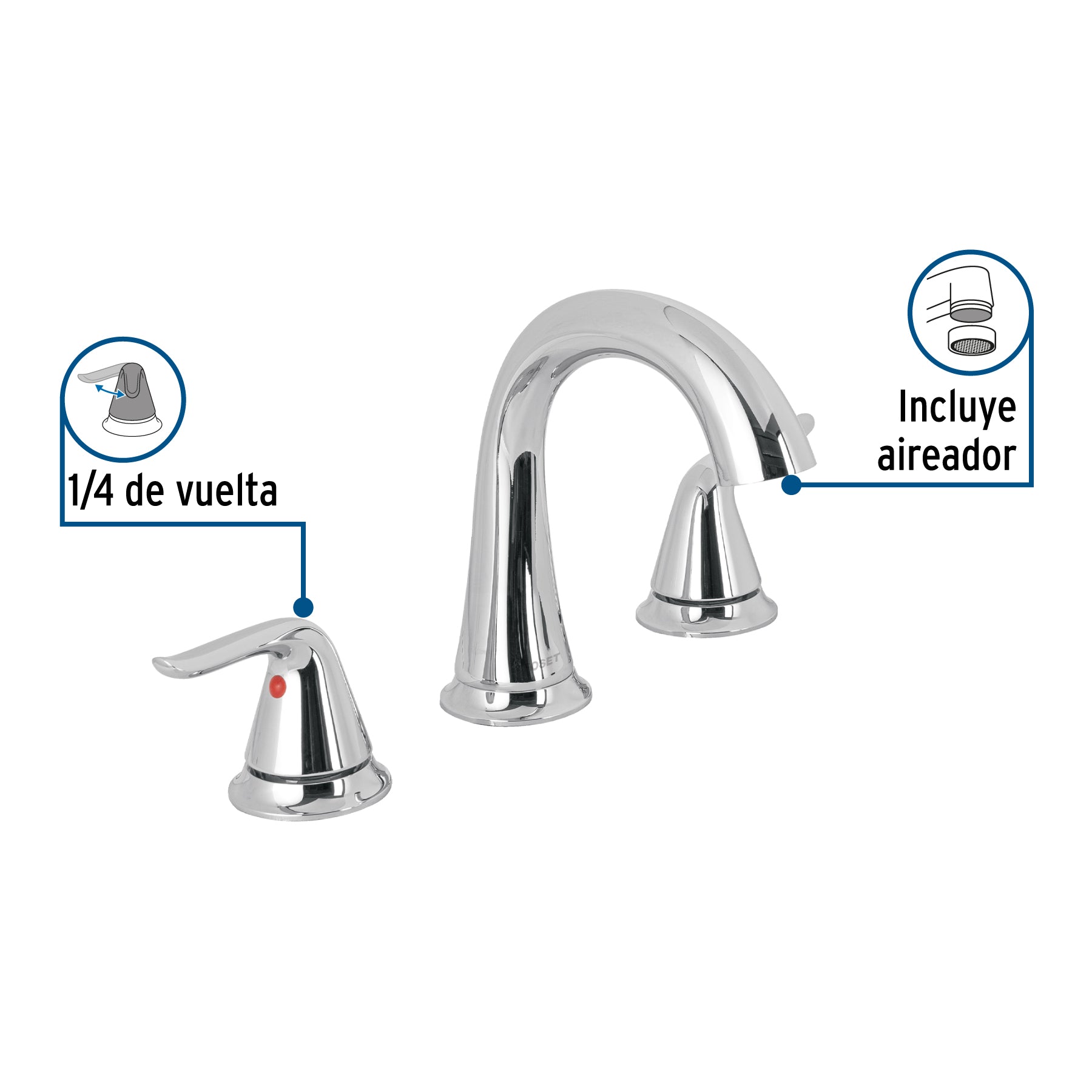 Mezcladora lavabo taladros separados, cromo, FOSET AERO