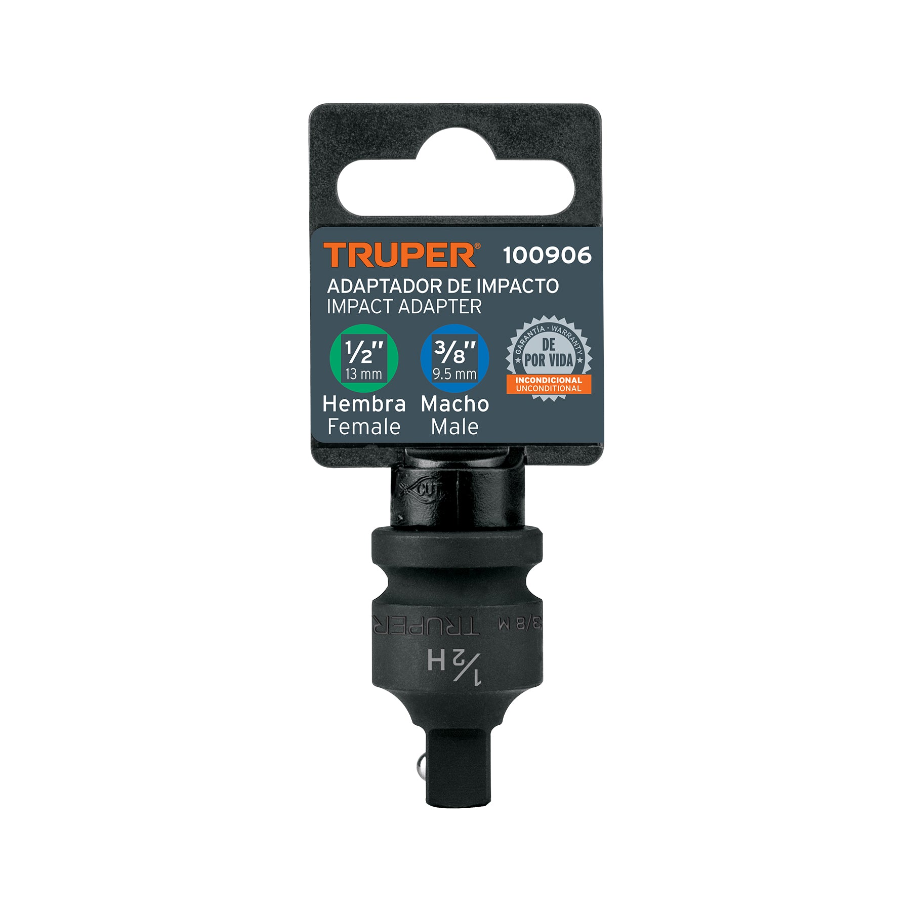 Adaptador de impacto 1/2' (H) x 3/8' (M), Truper