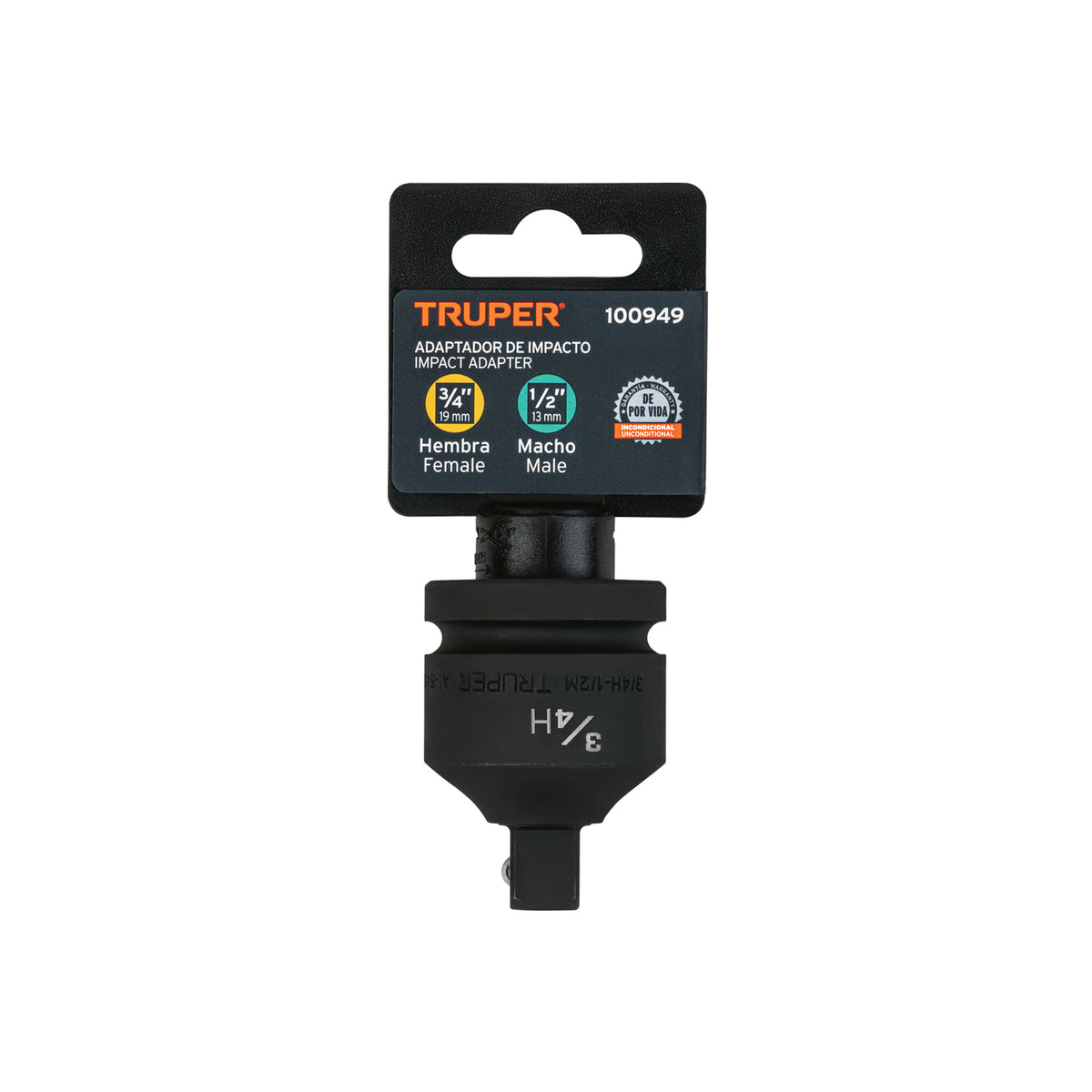 Adaptador de Impacto 3/4' (H) x 1/2' (M), Truper